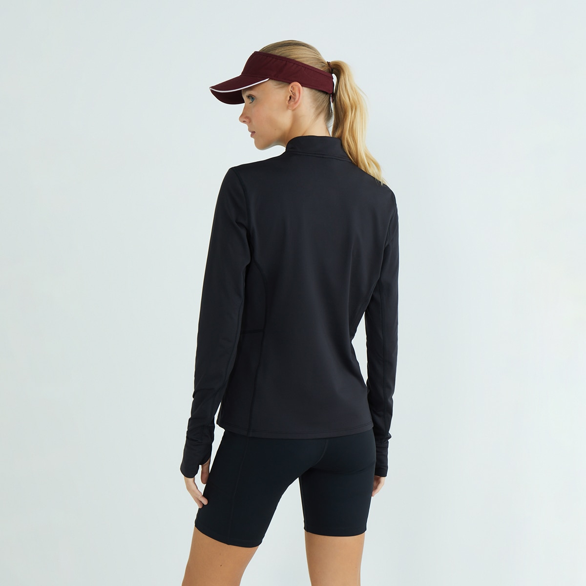 Camiseta térmica con media cremallera de mujer Antracita-3