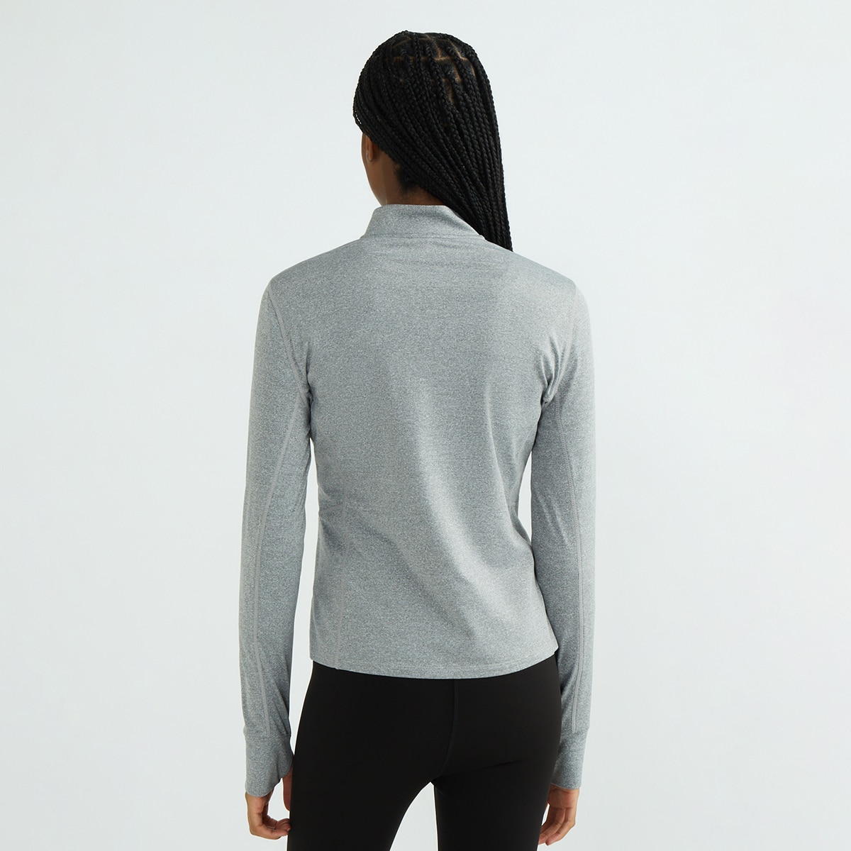 Camiseta térmica con media cremallera de mujer Gris-2
