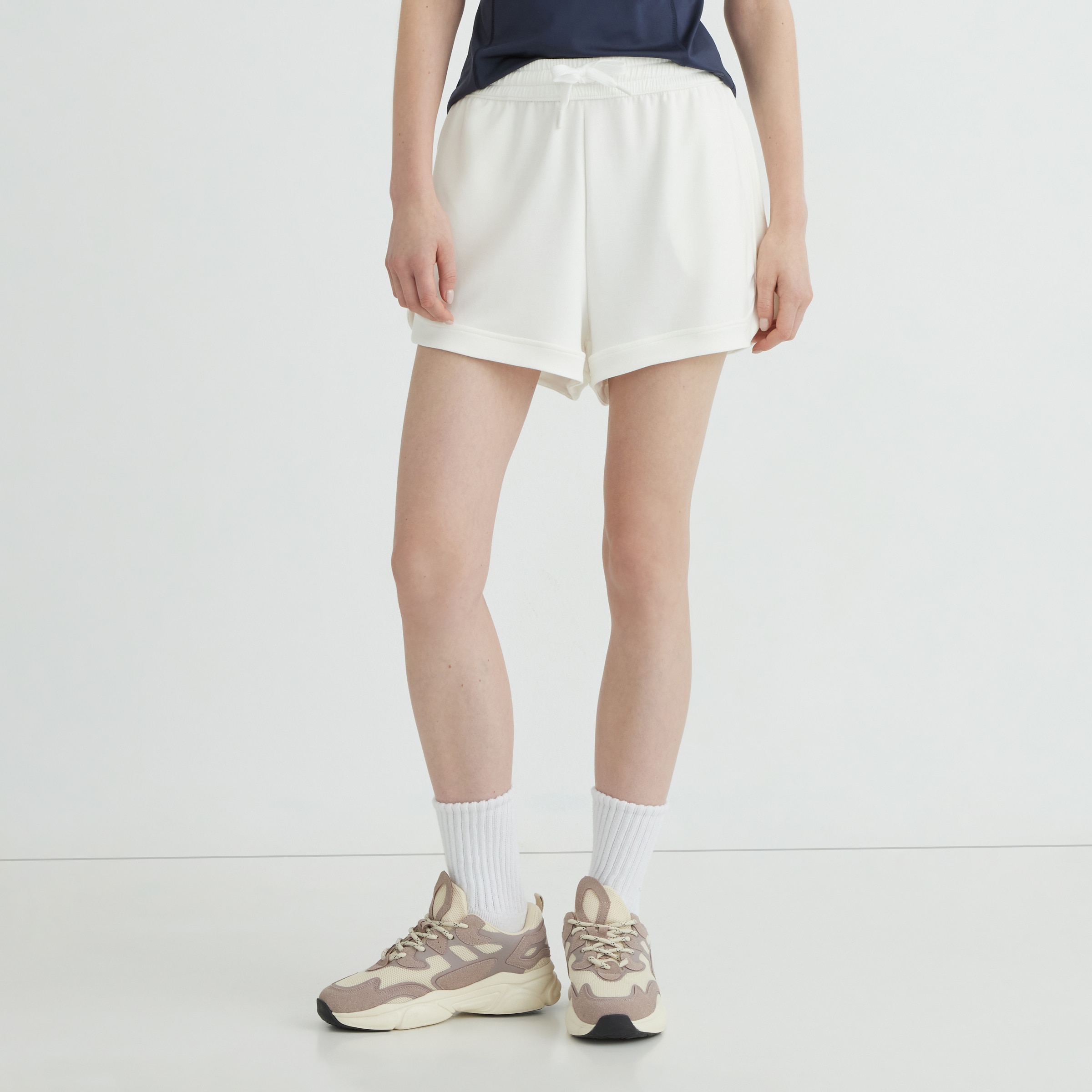Pantalón corto modal mujer Crema-2