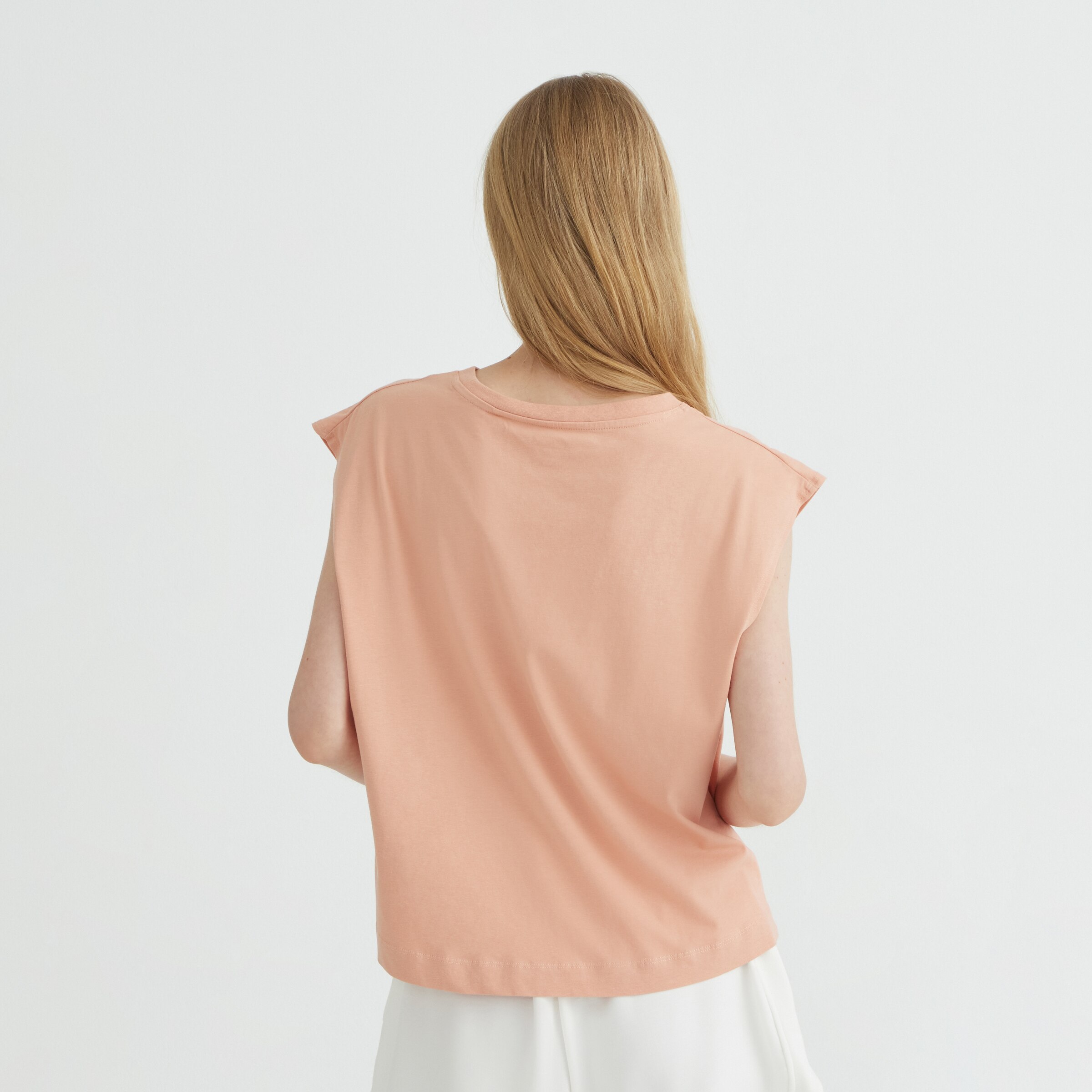 Camiseta sin mangas mujer Naranja-3