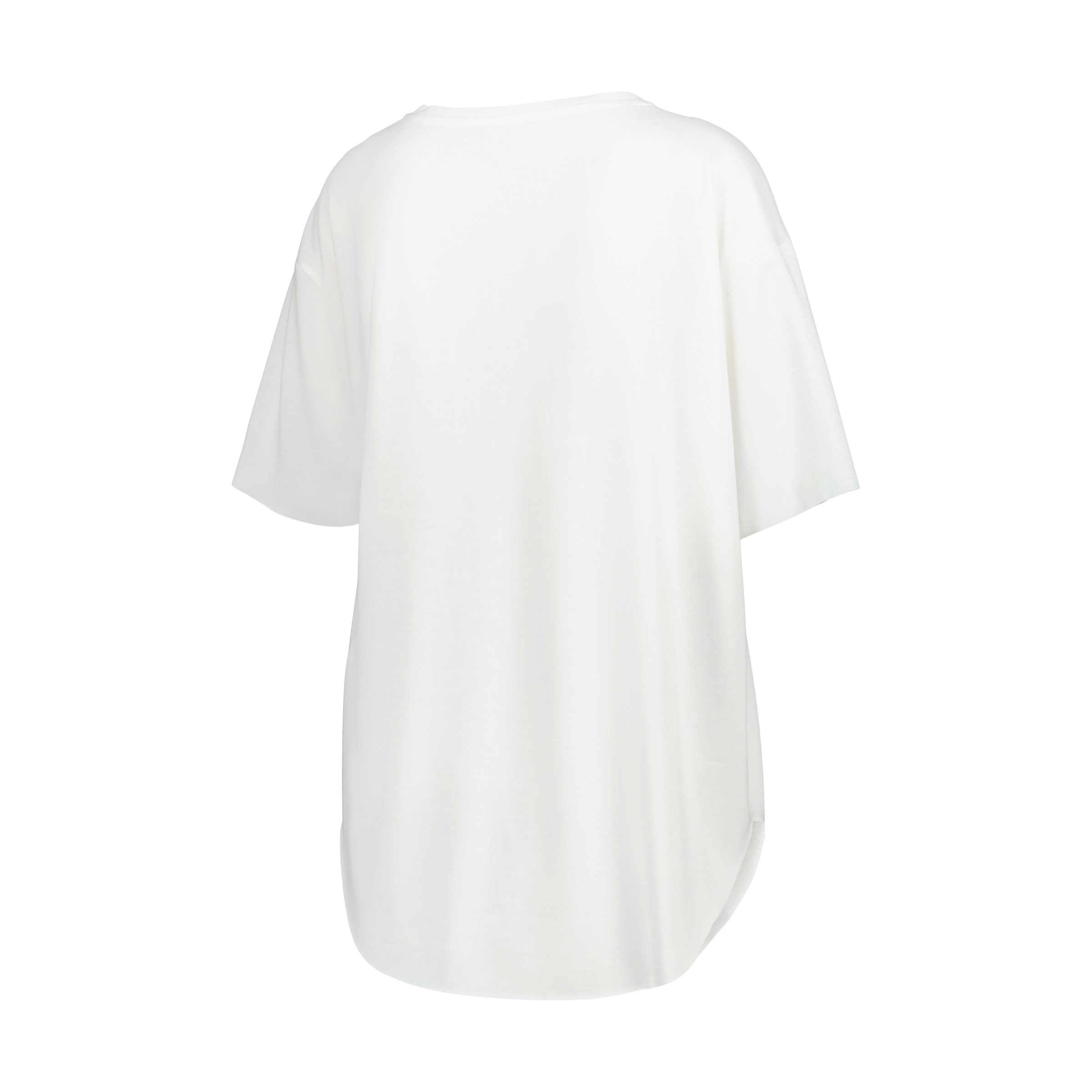 Camiseta manga corta suelta modal Blanco-5
