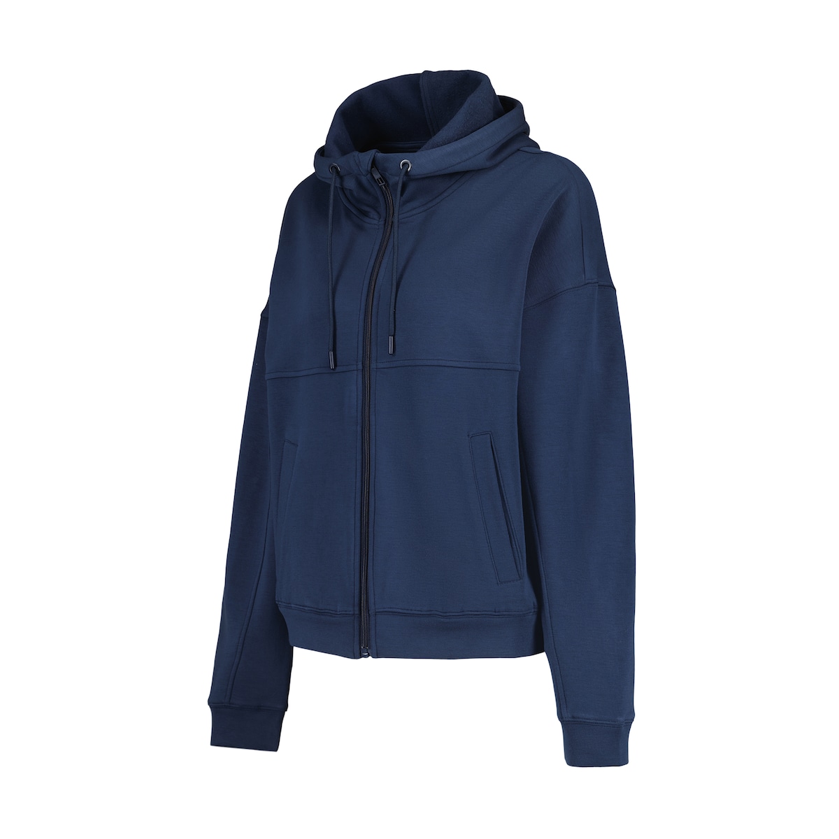 Sudadera Cremallera Modal Perchada Azul-4