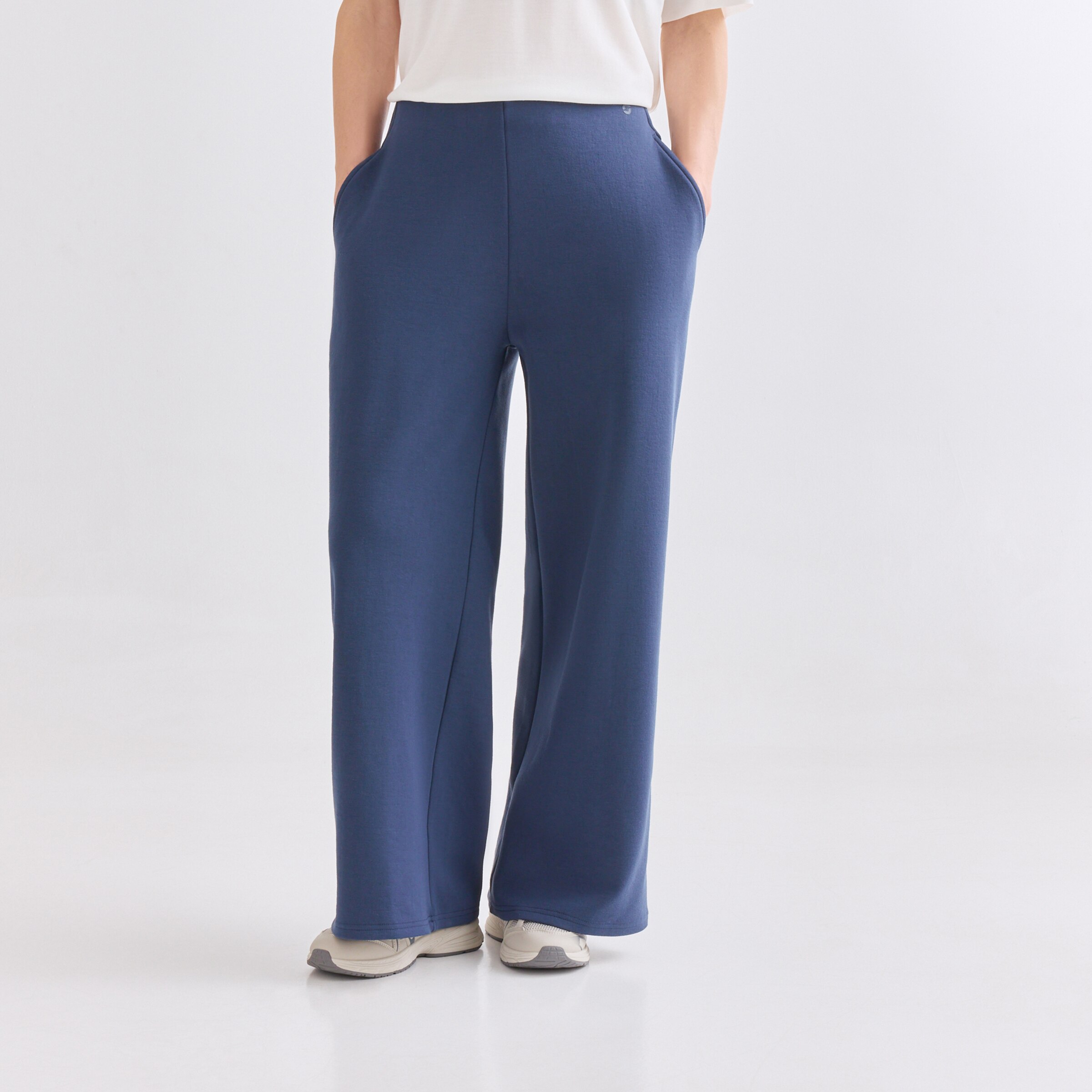 Pantalón Recto Modal Perchado Azul-2
