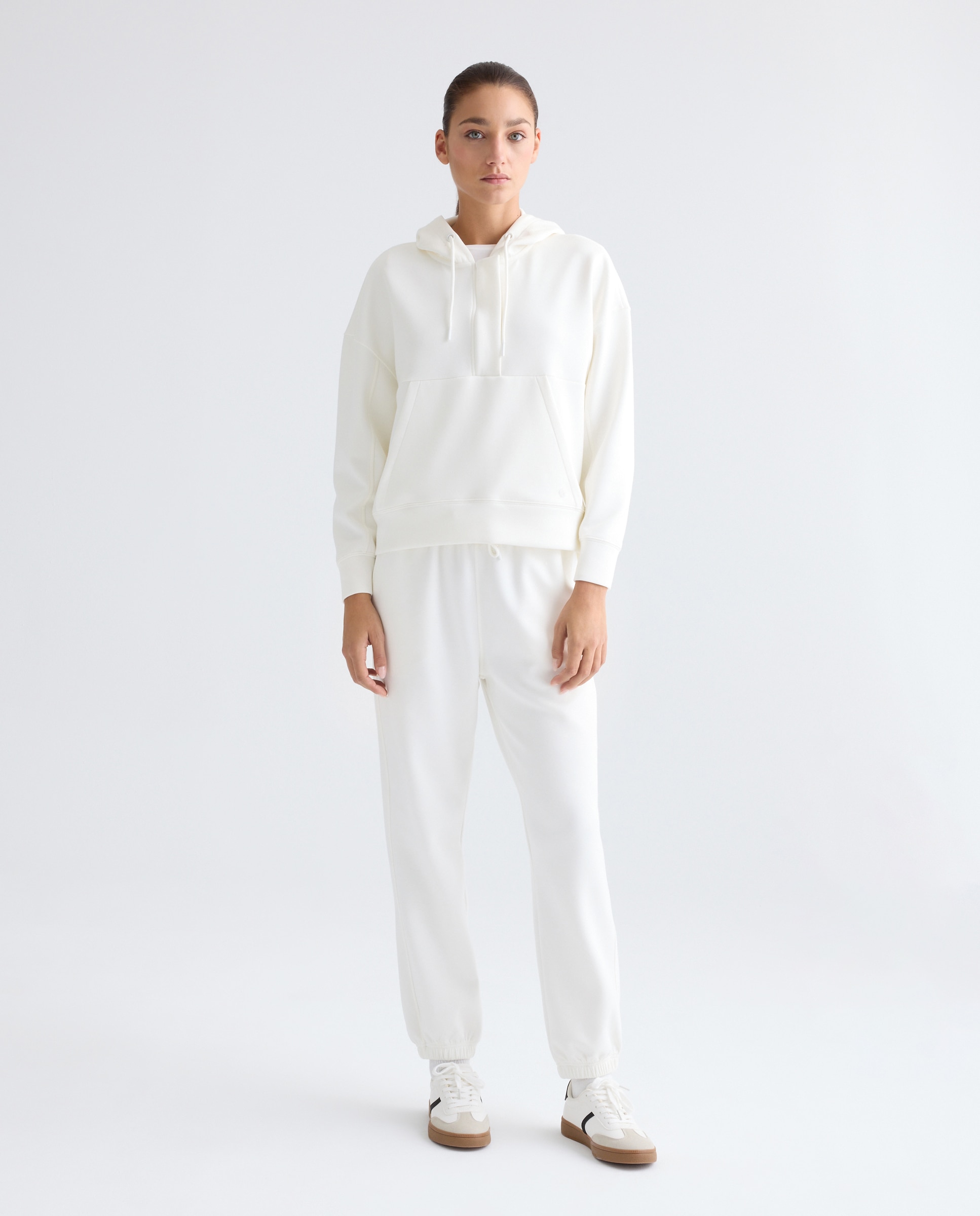 Sudadera Media Cremallera Modal de mujer Blanco roto-2
