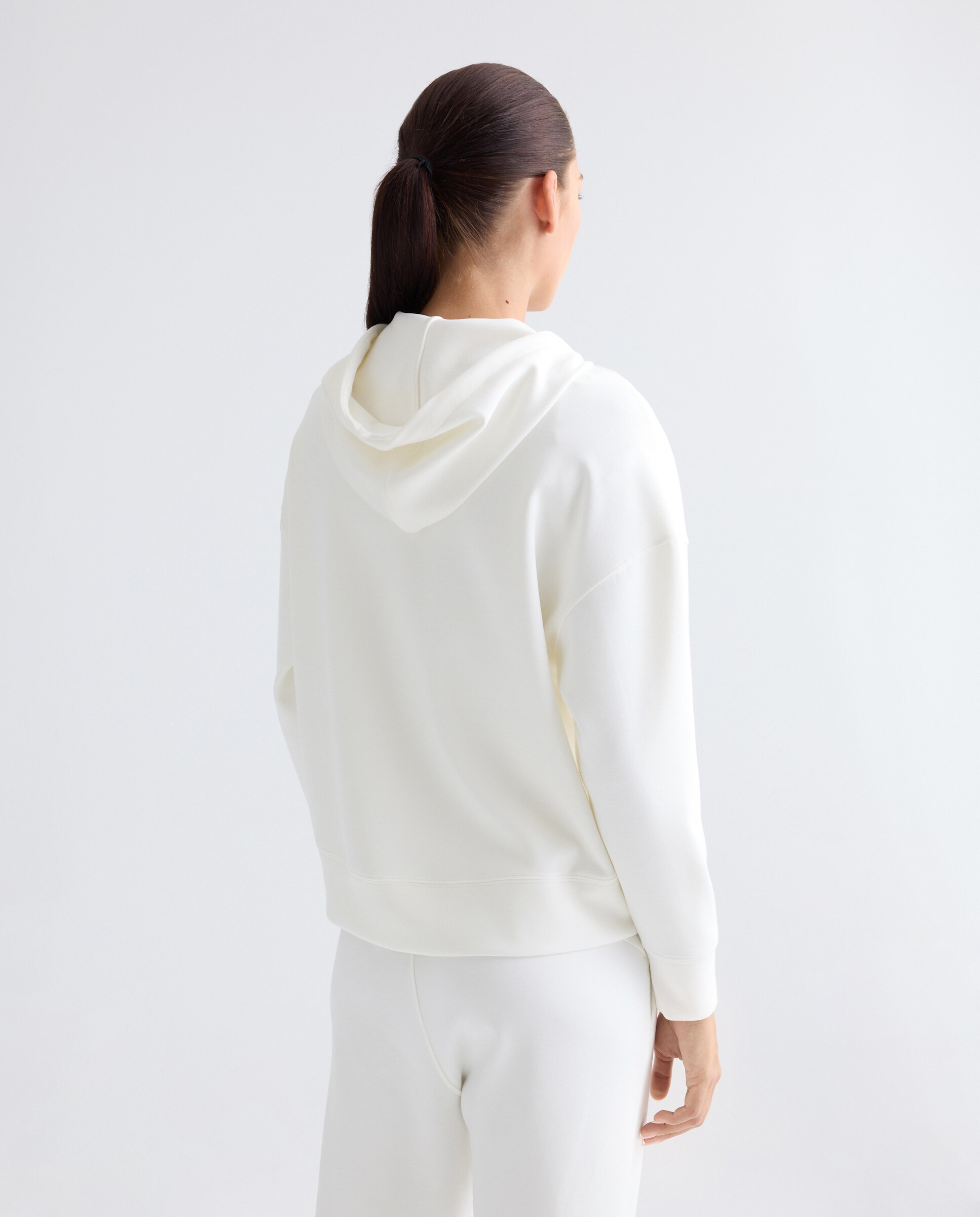 Sudadera Media Cremallera Modal de mujer Blanco roto-3