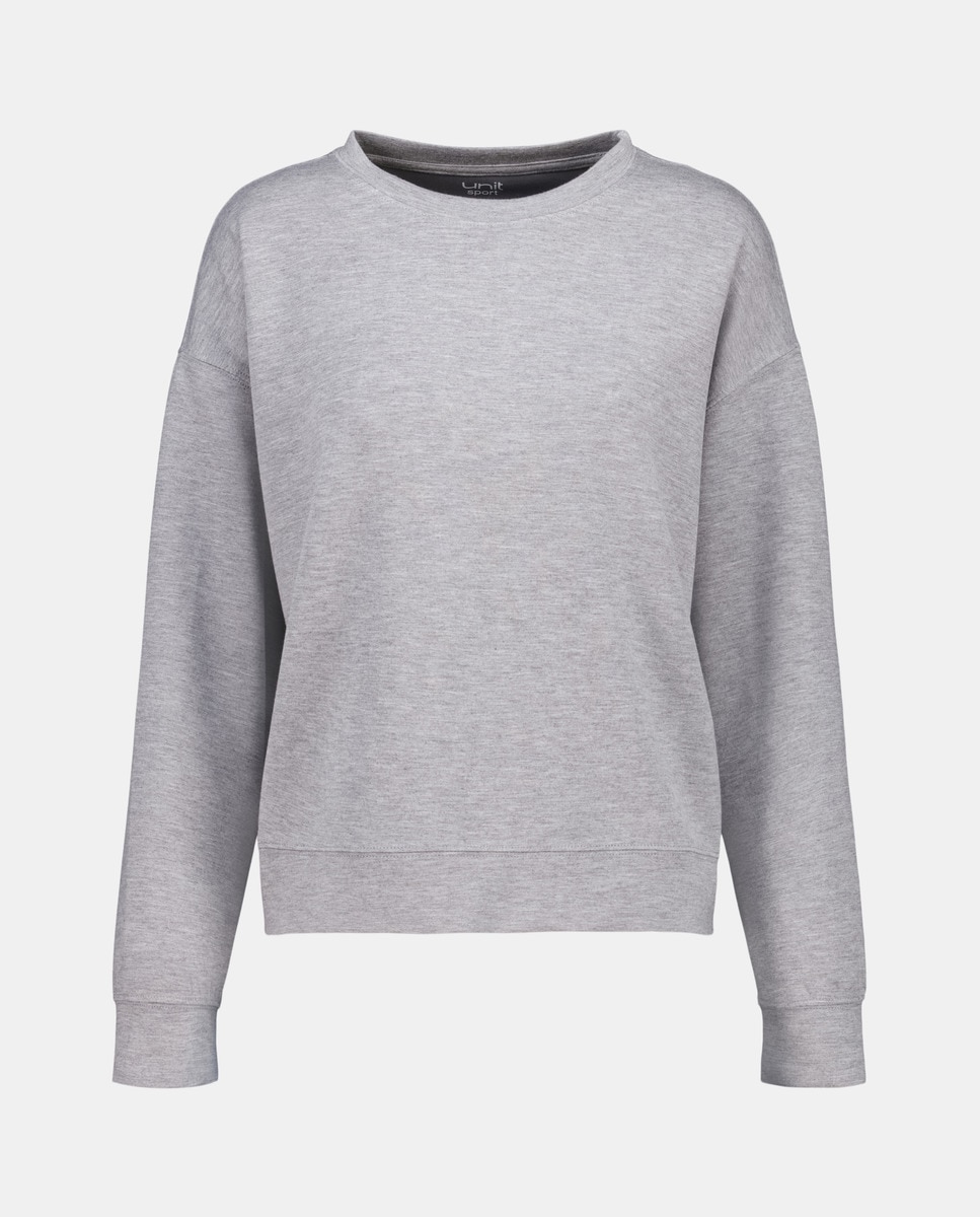 Sudadera modal cuello caja de mujer Gris-4