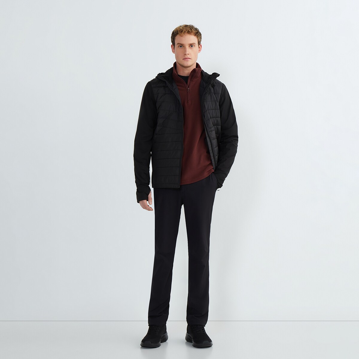 Chaqueta combinada de hombre Negro-3