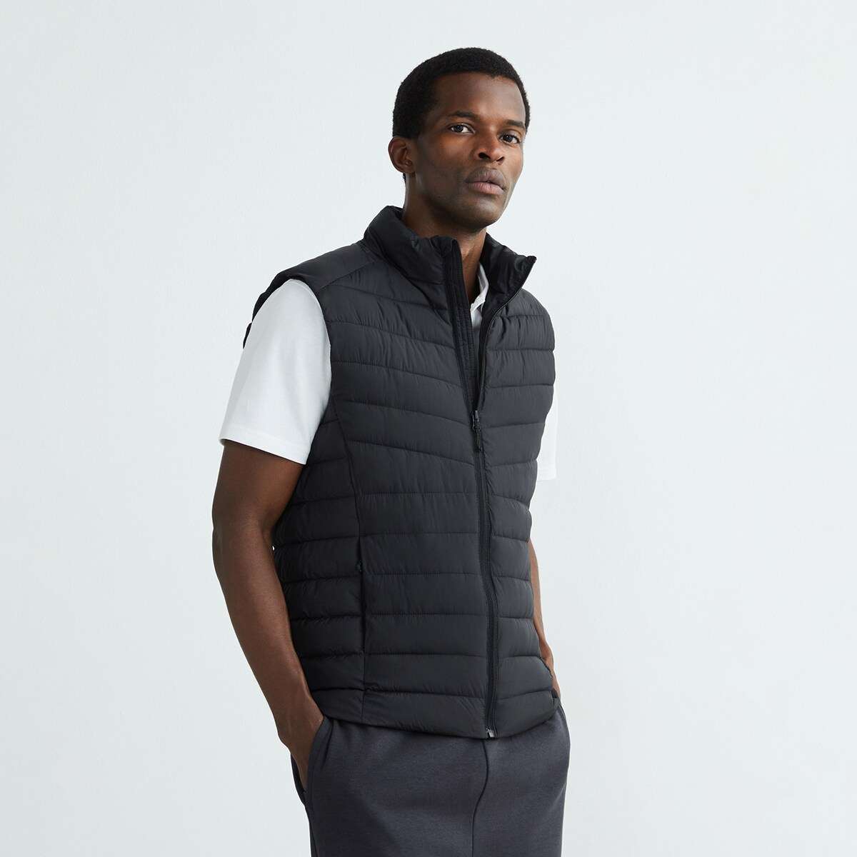 Chaleco acolchado con bolsillo interior de hombre Negro-2