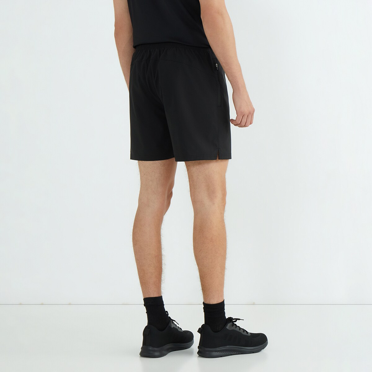 Pantalones cortos de hombre con cremallera en bolsillos Negro-3