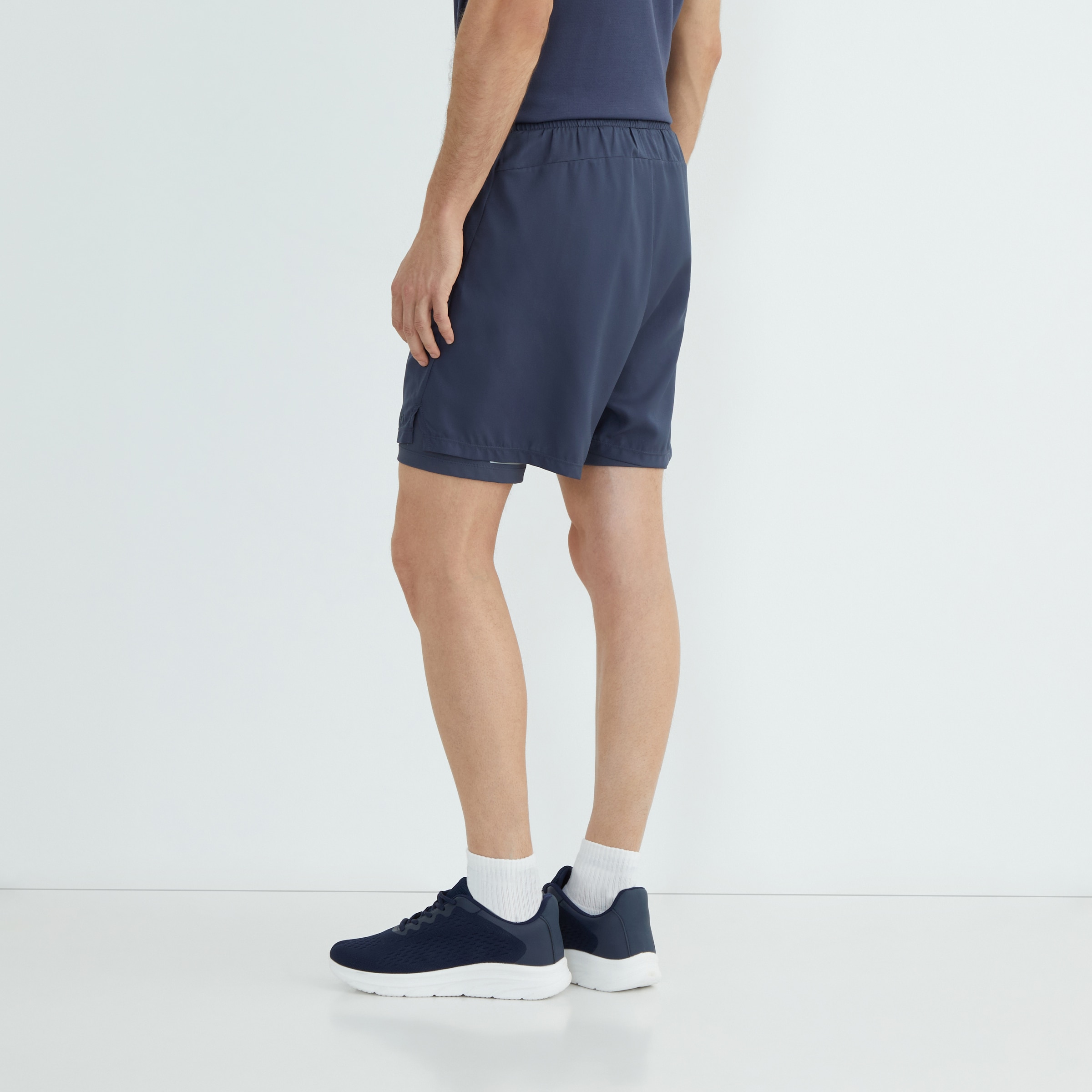 Pantalón Corto Malla Interior Hombre Azul-3