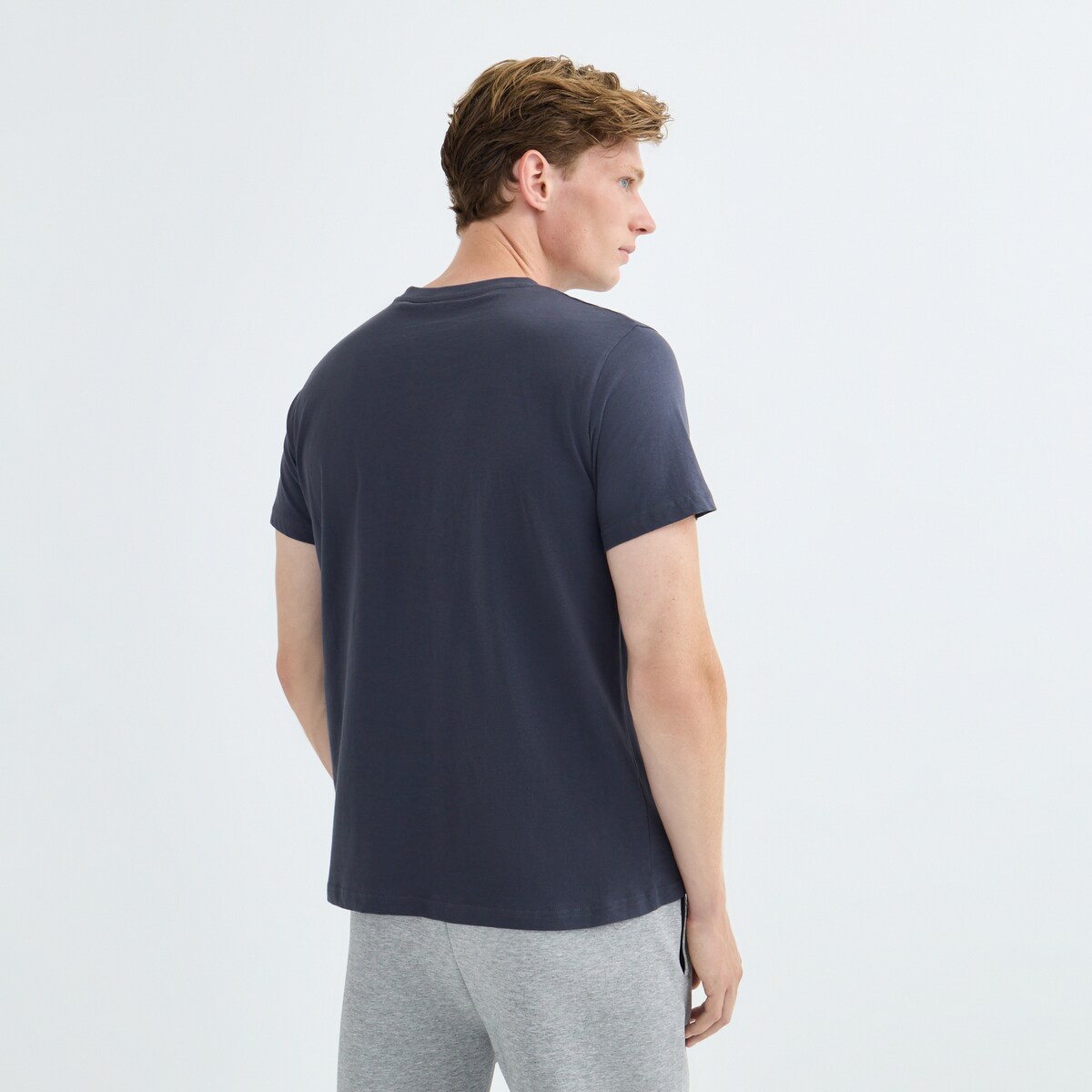 Camiseta Manga Corta Algodón Hombre Gris-3