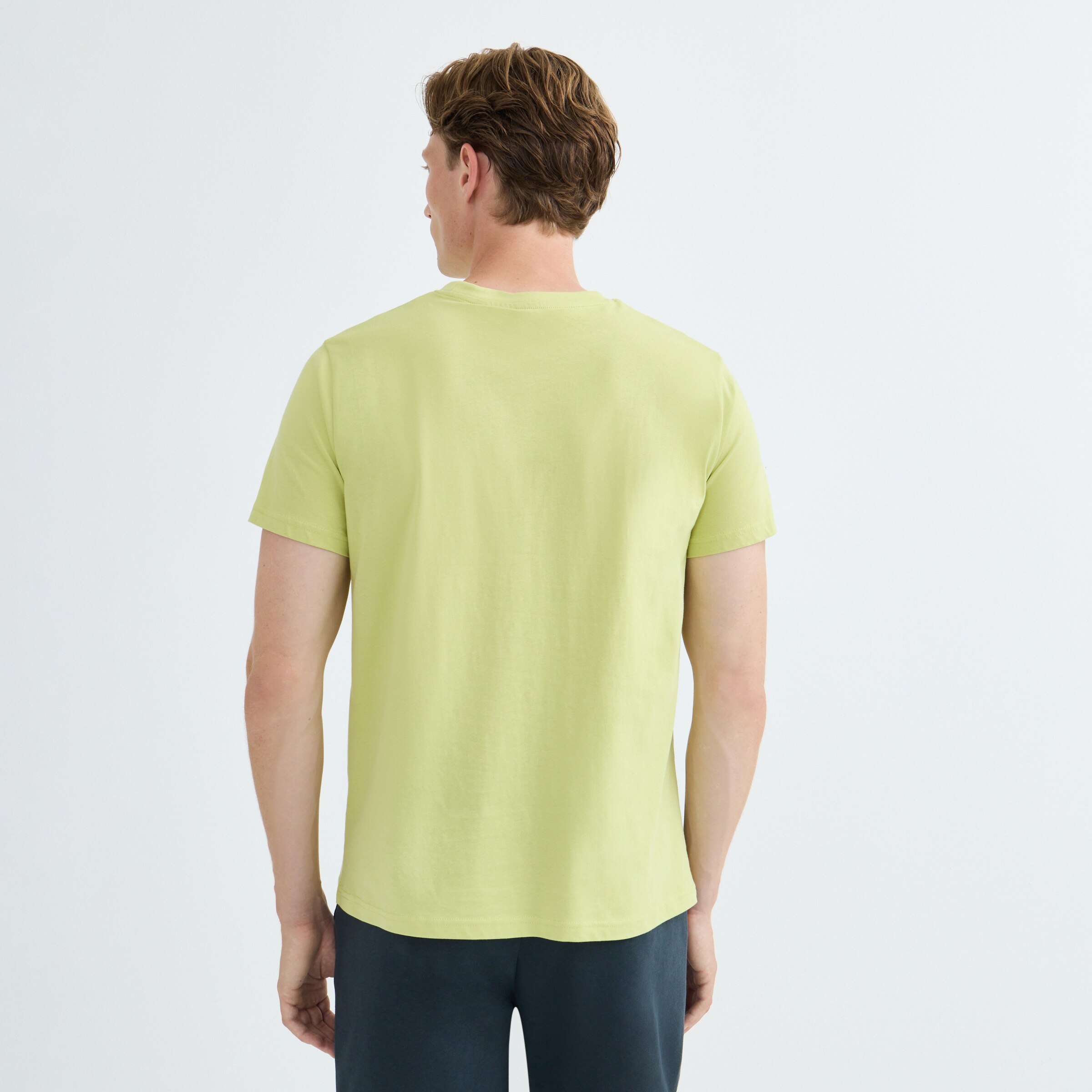 Camiseta Manga Corta Algodón Hombre Verde-3