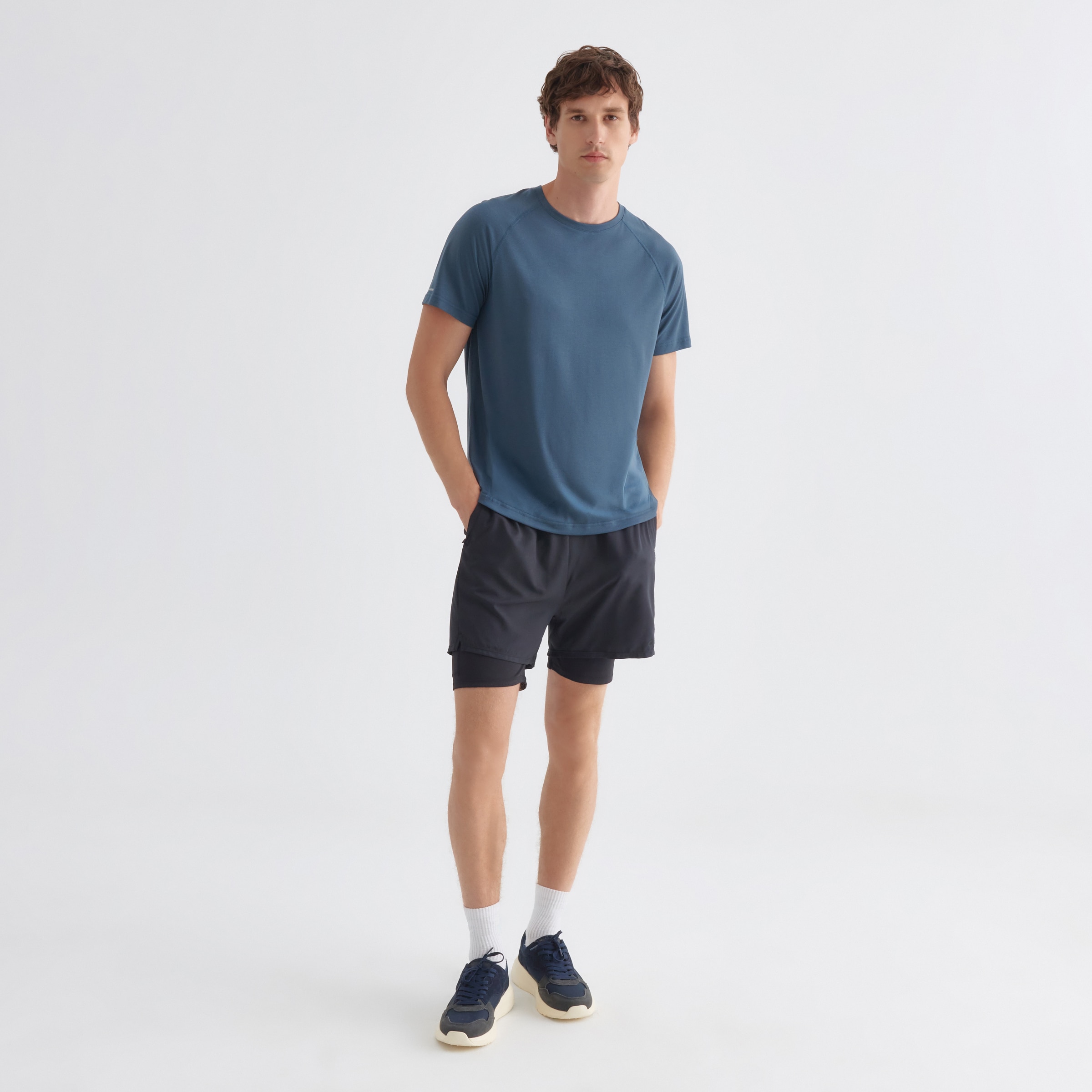 Camiseta manga corta ranglán de hombre 400 Azul-2