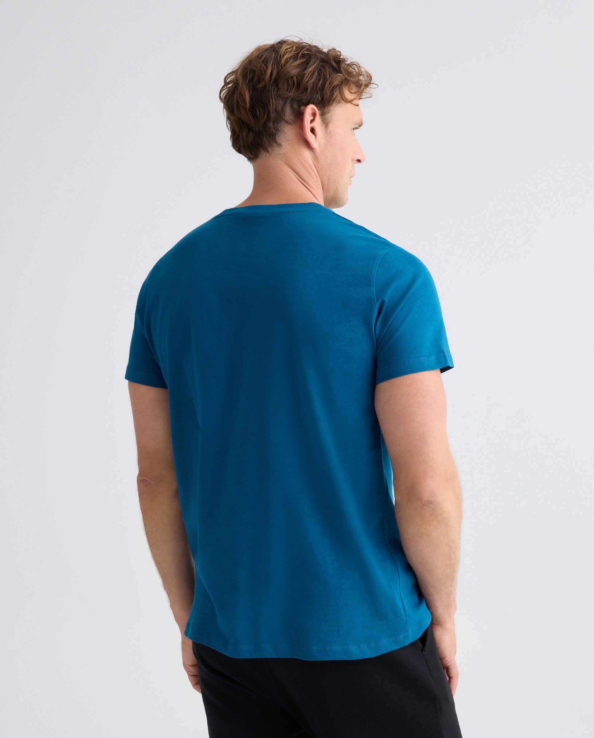 Camiseta Manga Corta Algodón Hombre Azul oscuro-3