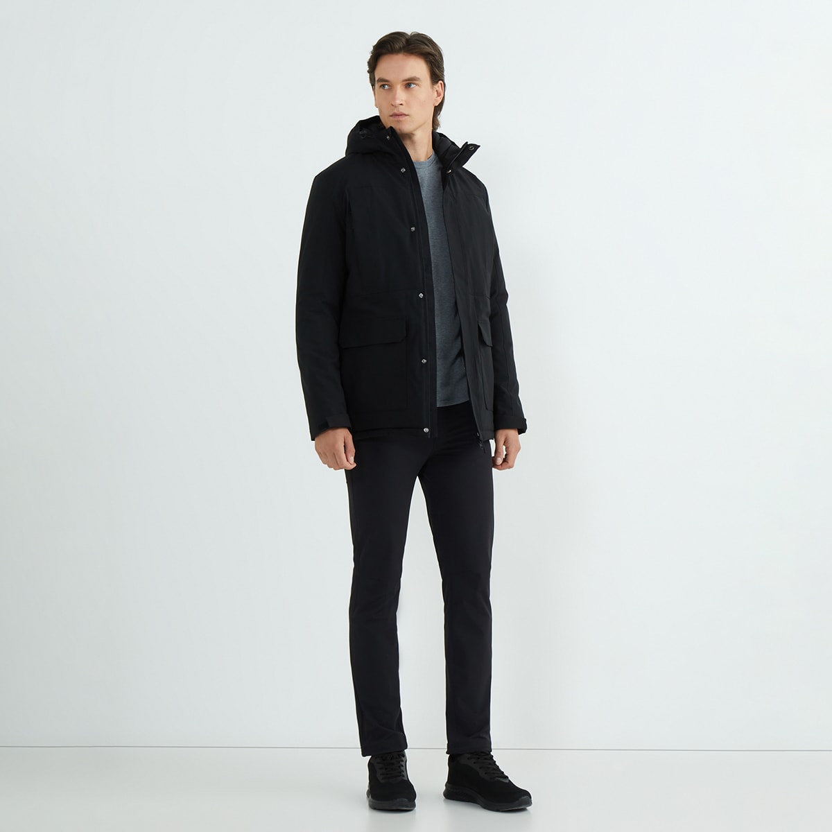 Parka Hombre Repelente Al Agua Negro-2