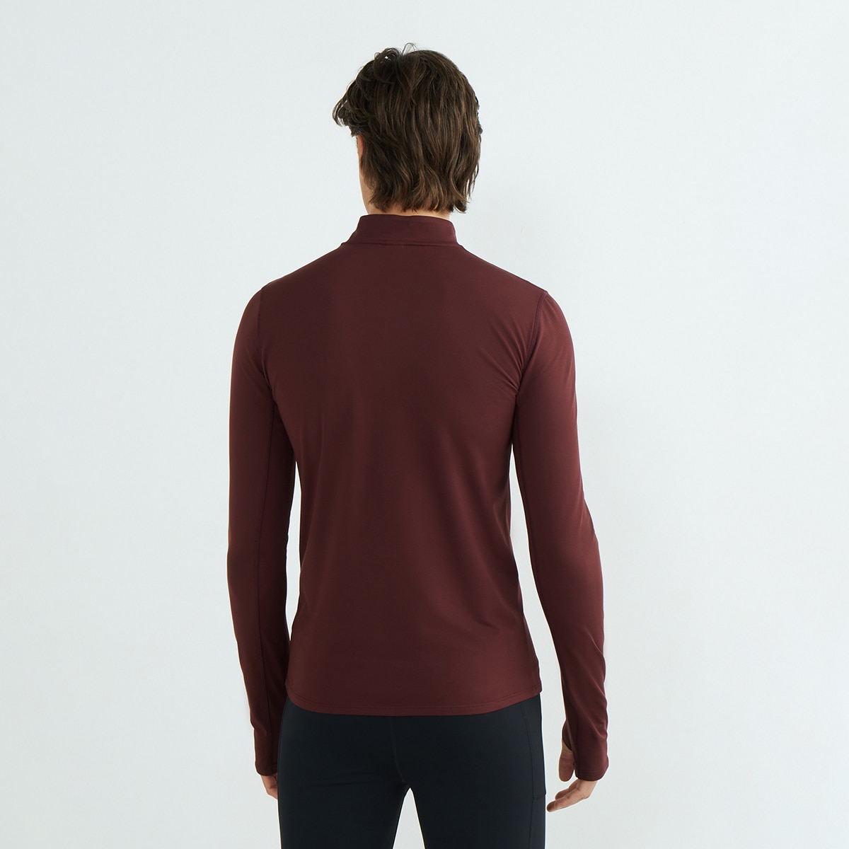 Camiseta térmica con media cremallera de hombre Granate-3