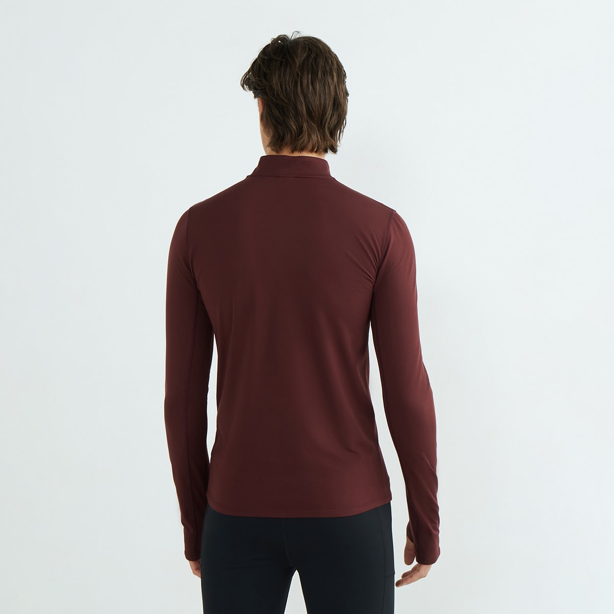 Camiseta térmica con media cremallera de hombre Granate-3