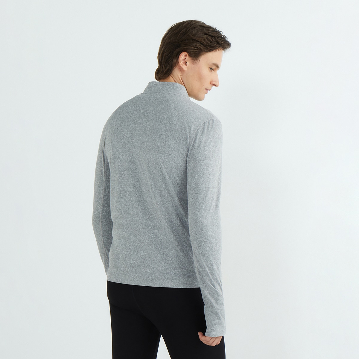 Camiseta térmica con media cremallera de hombre Gris-3