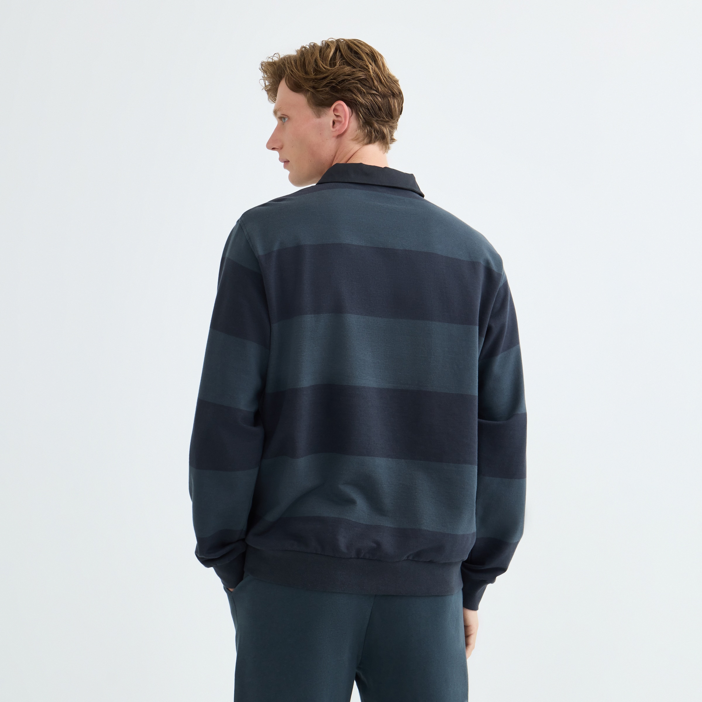 Sudadera Cuello Polo Hombre Verde-3