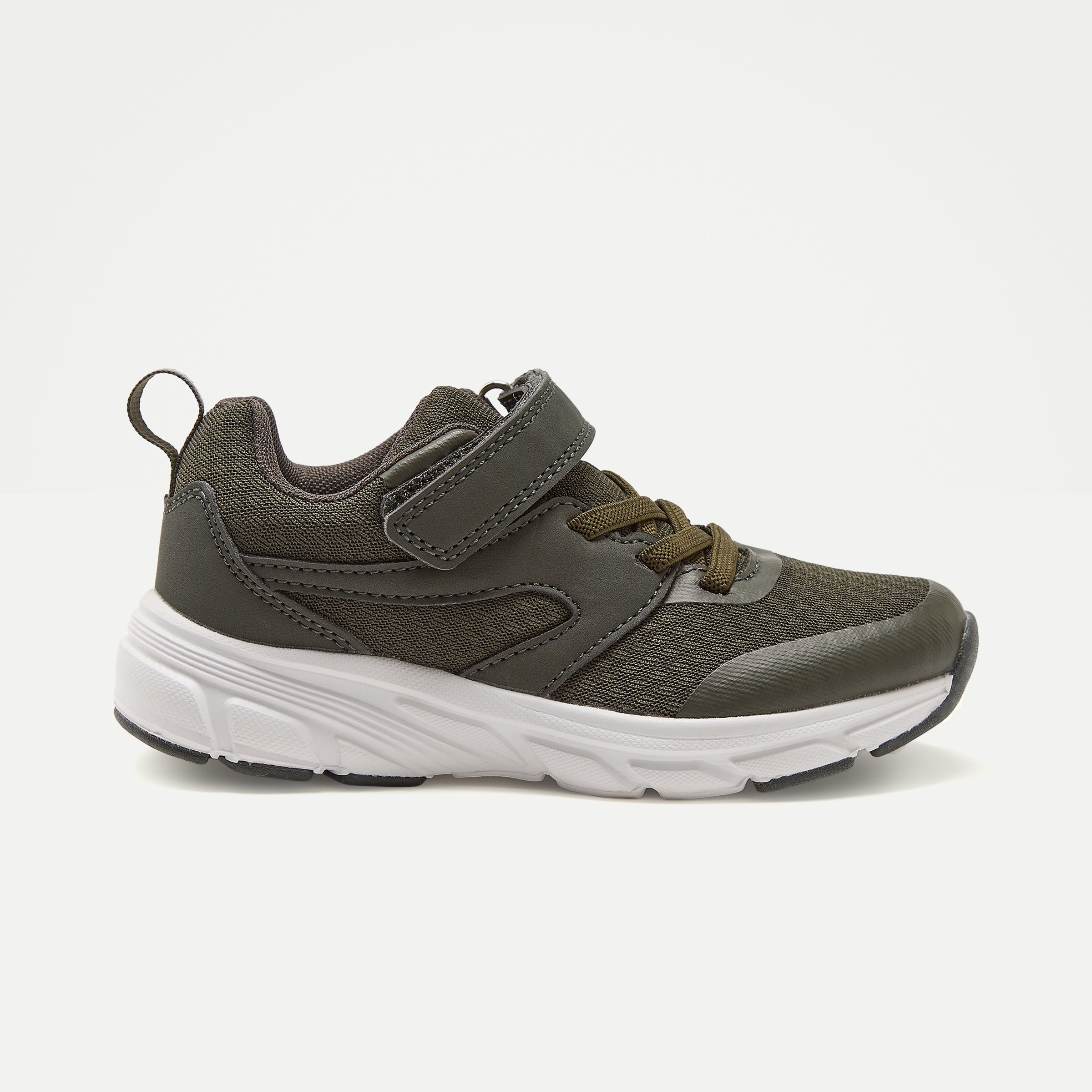 Zapatilla deportiva con velcro y cordones de niño Kaki-1