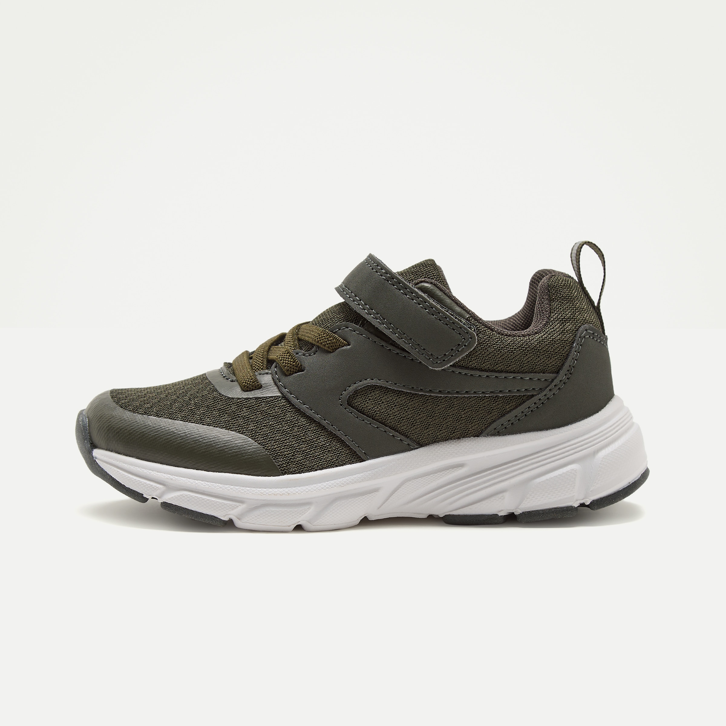 Zapatilla deportiva con velcro y cordones de niño Kaki-3