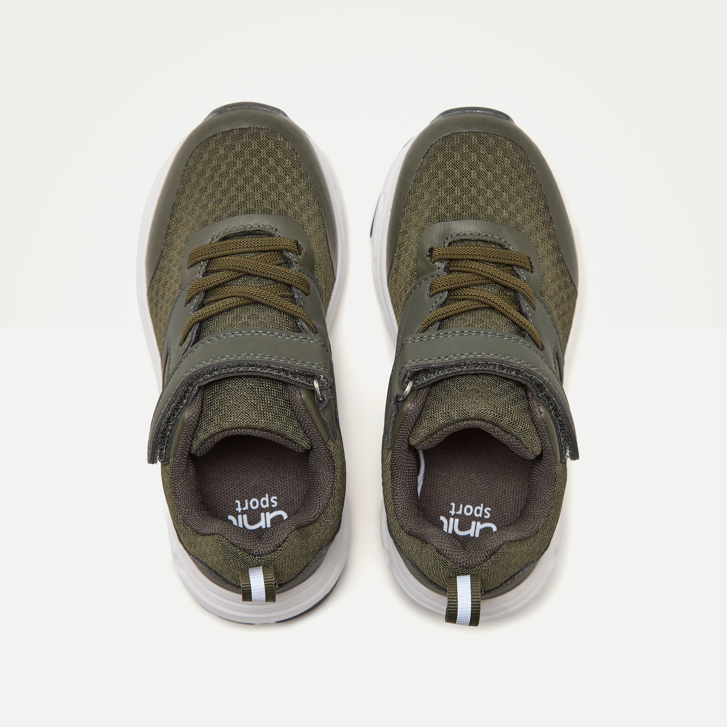 Zapatilla deportiva con velcro y cordones de niño Kaki-4