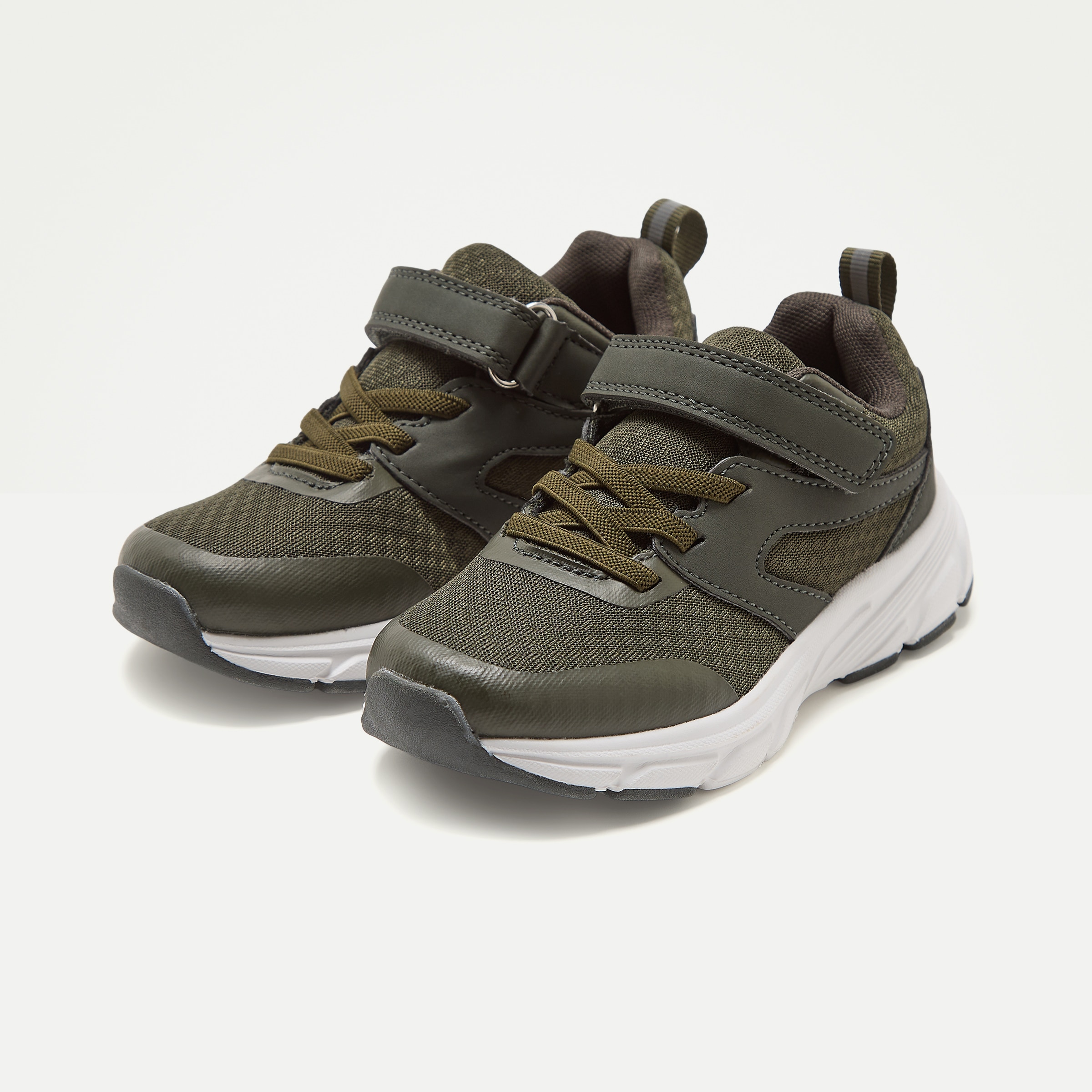 Zapatilla deportiva con velcro y cordones de niño Kaki-6