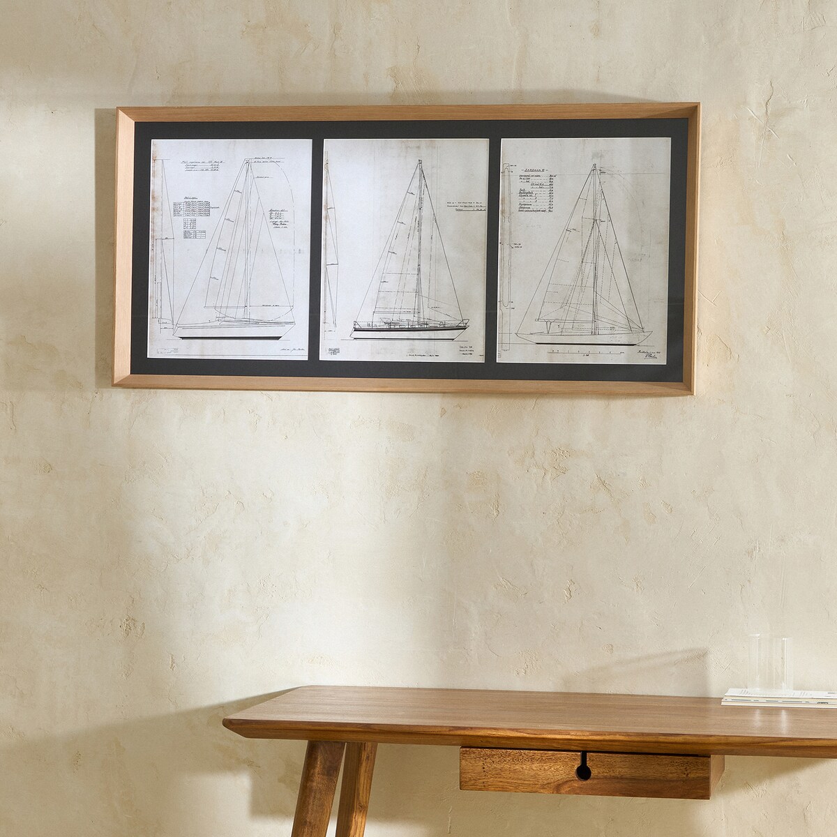 Cuadro Tríptico Navíos El Corte Inglés Negro-1