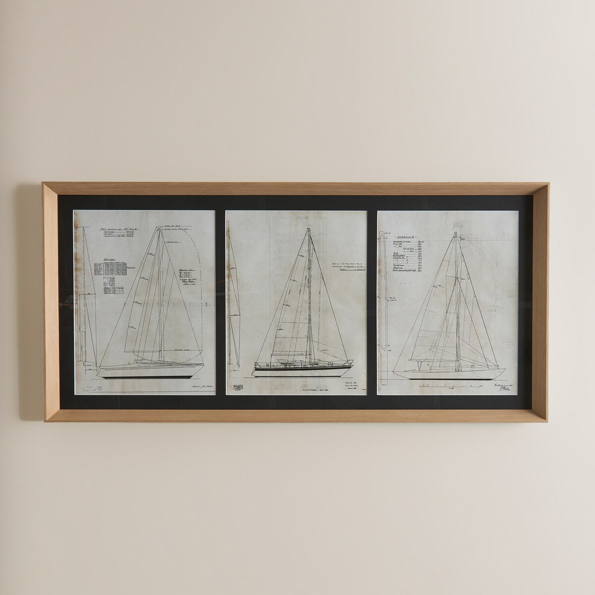 Cuadro Tríptico Navíos El Corte Inglés Negro-2