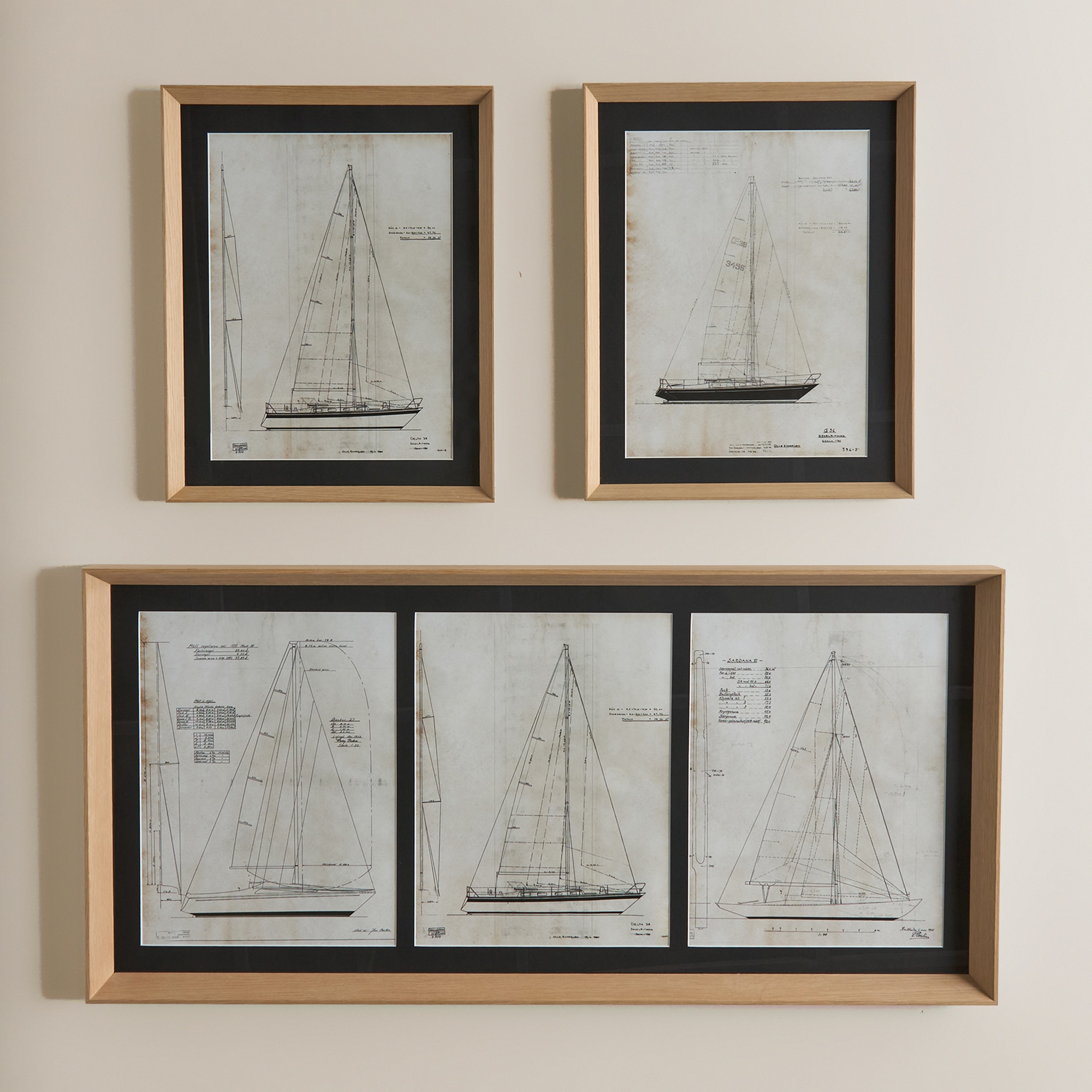 Quadro Tríptico Navios Preto-5
