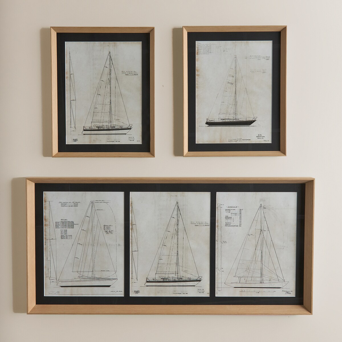 Cuadro Tríptico Navíos El Corte Inglés Negro-5