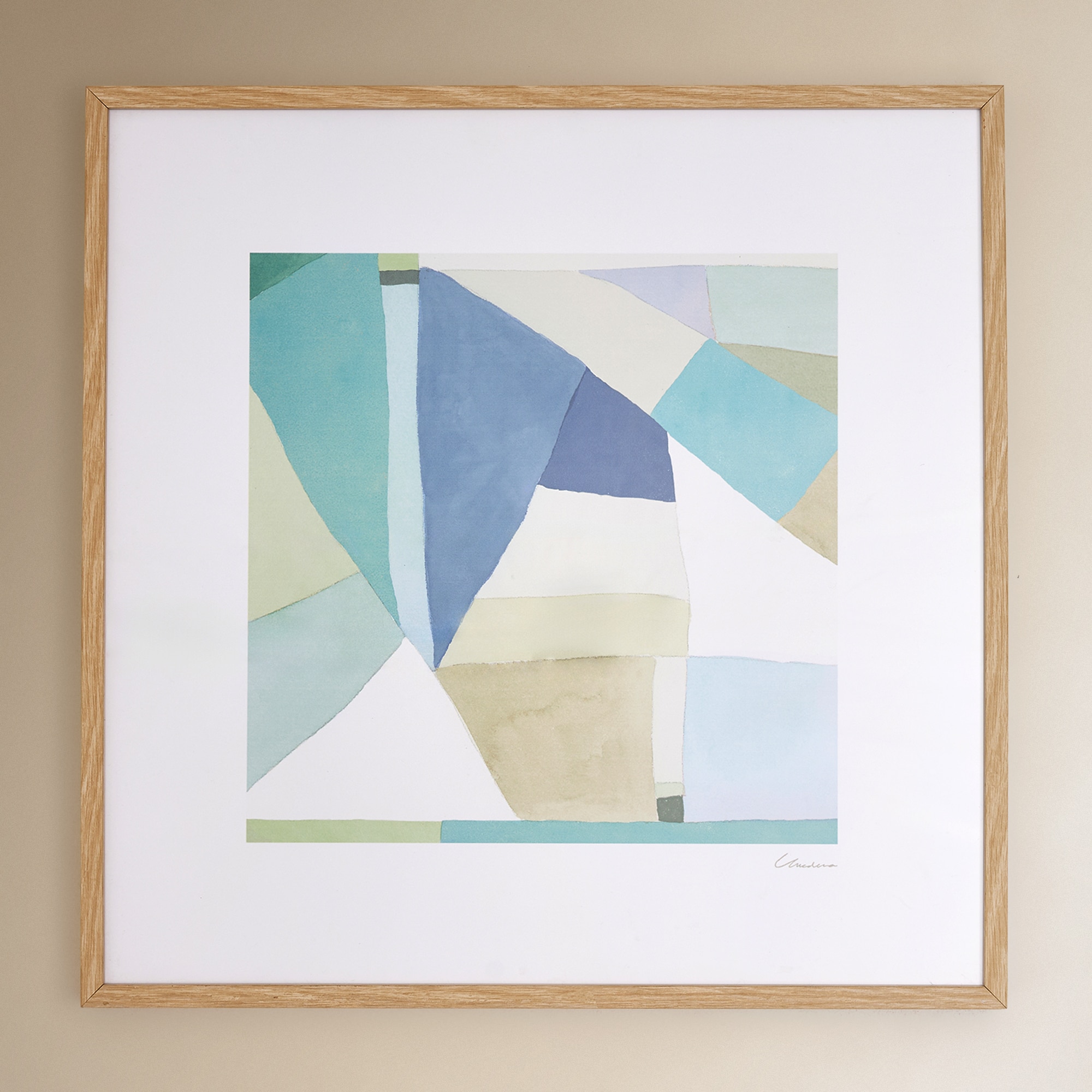Quadro Horizon com Moldura de Carvalho Azul-2