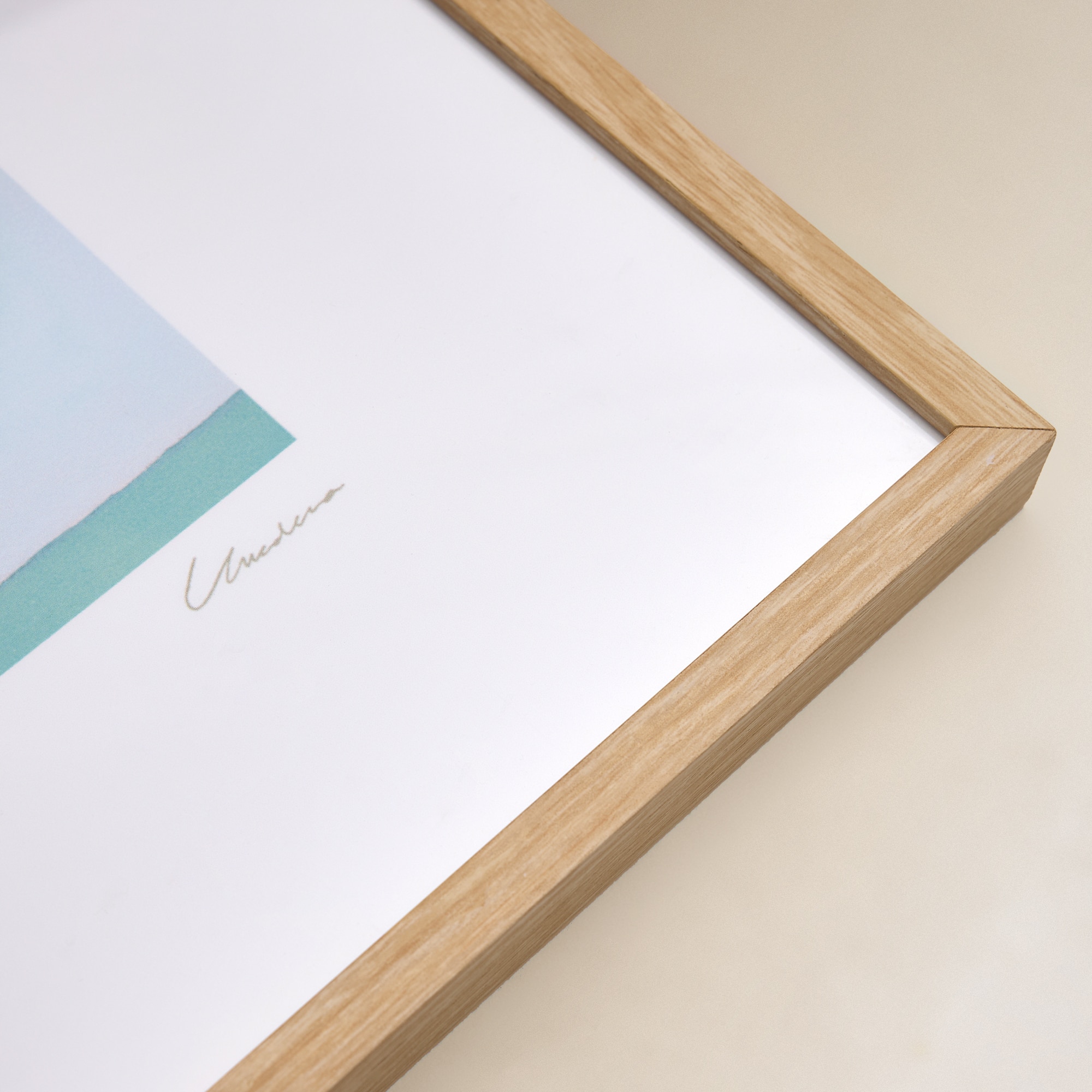 Quadro Horizon com Moldura de Carvalho Azul-3