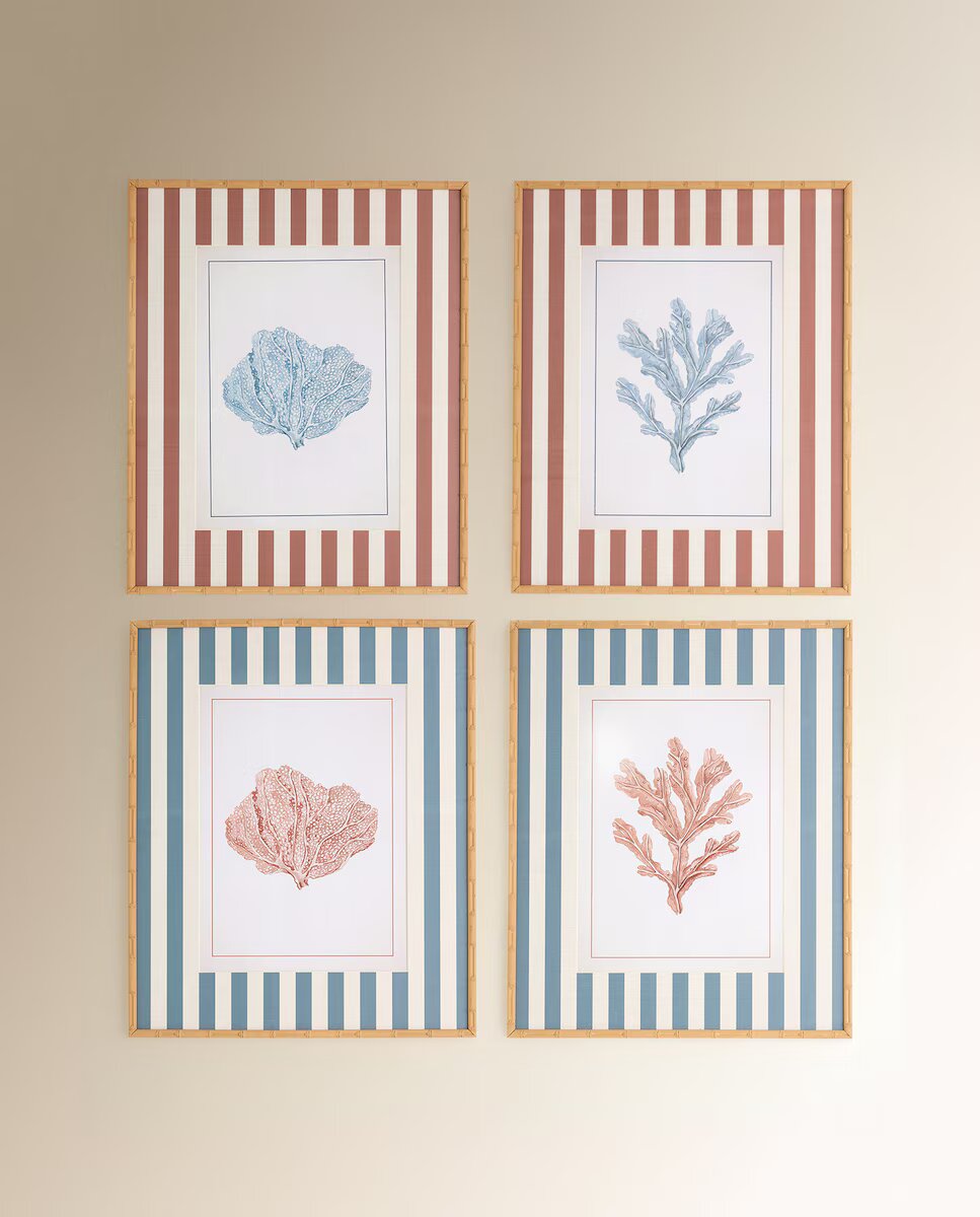 Conjunto de 2 quadros Corais Azuis Azul-5