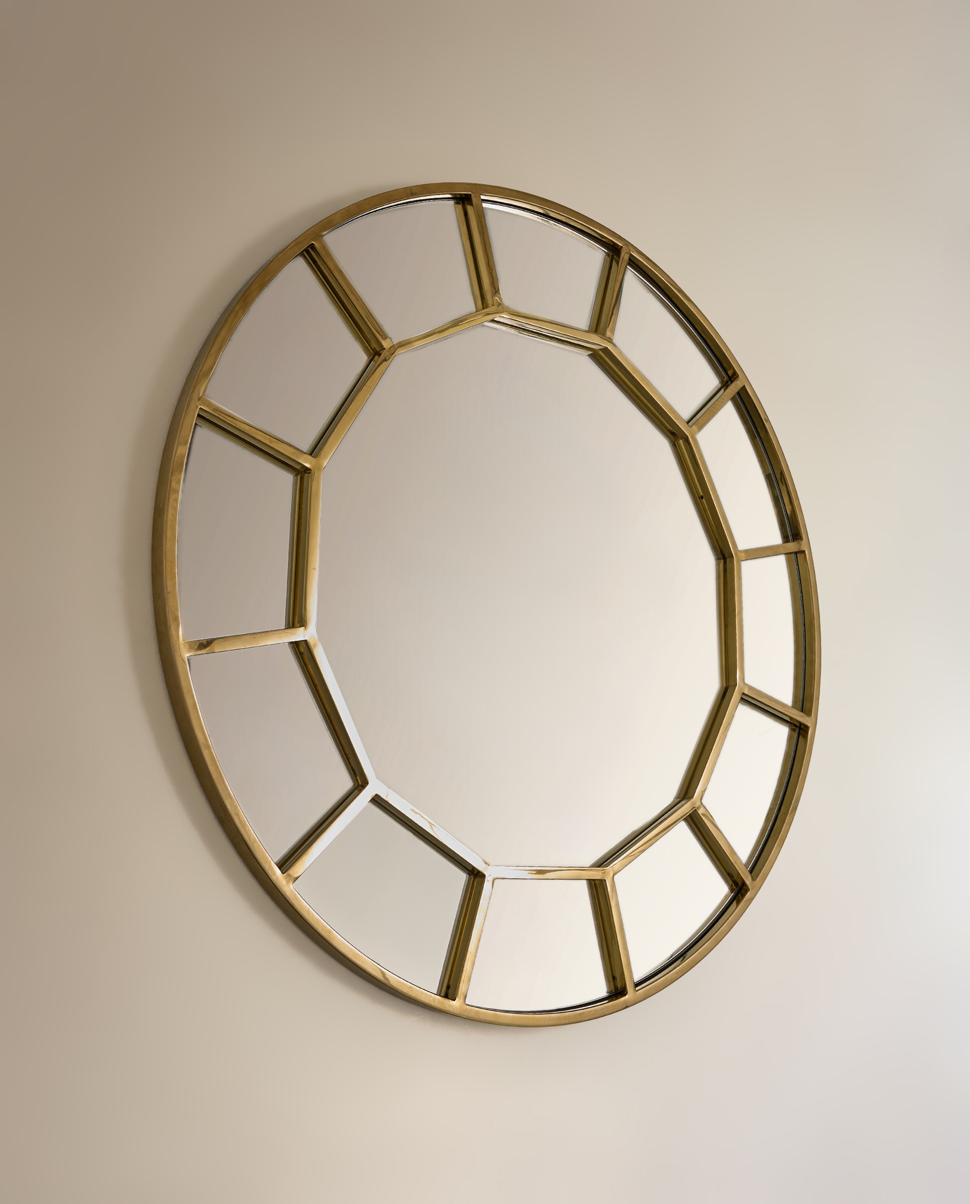 Espelho decorativo de parede redondo Kiri Ouro-3