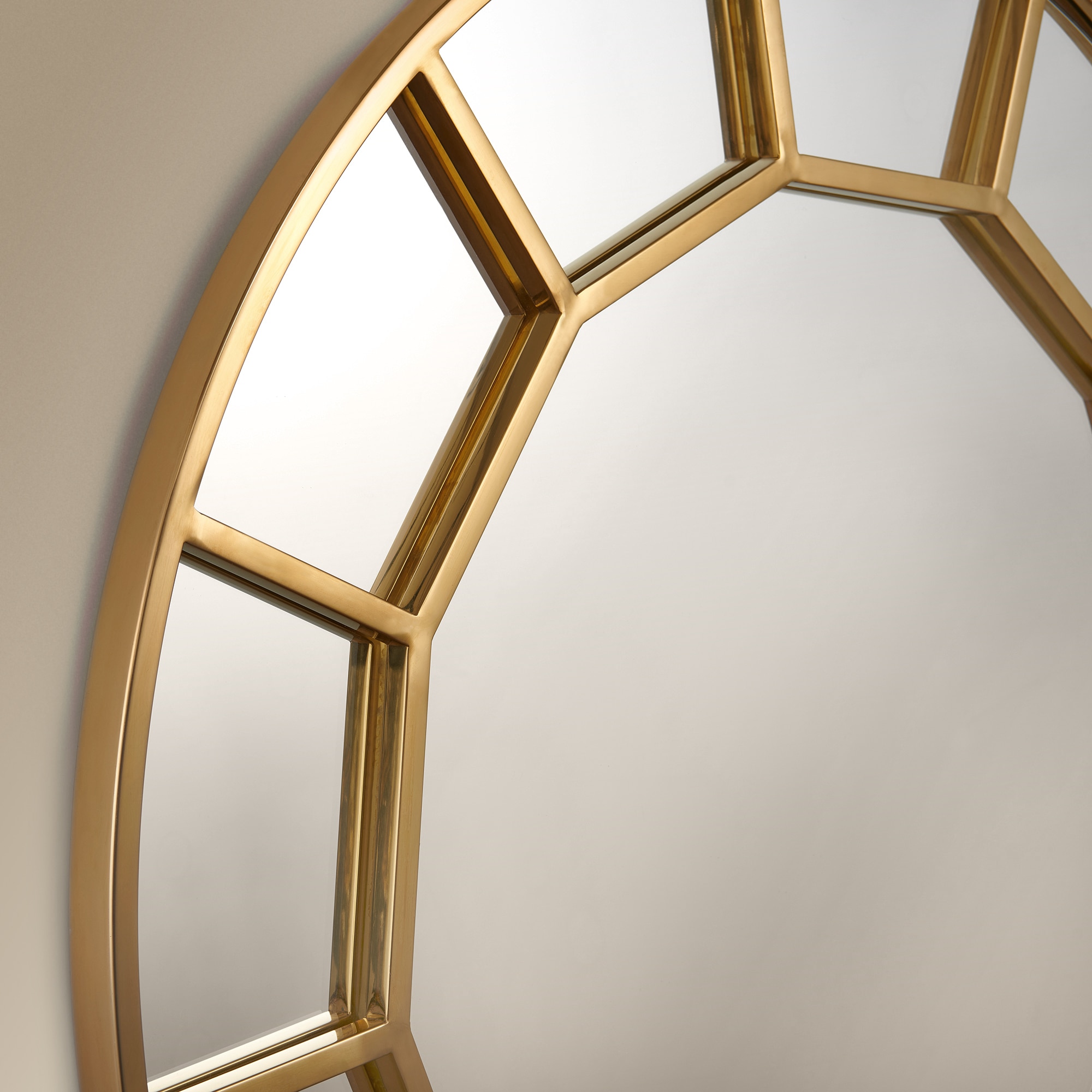 Espelho decorativo de parede redondo Kiri Ouro-5