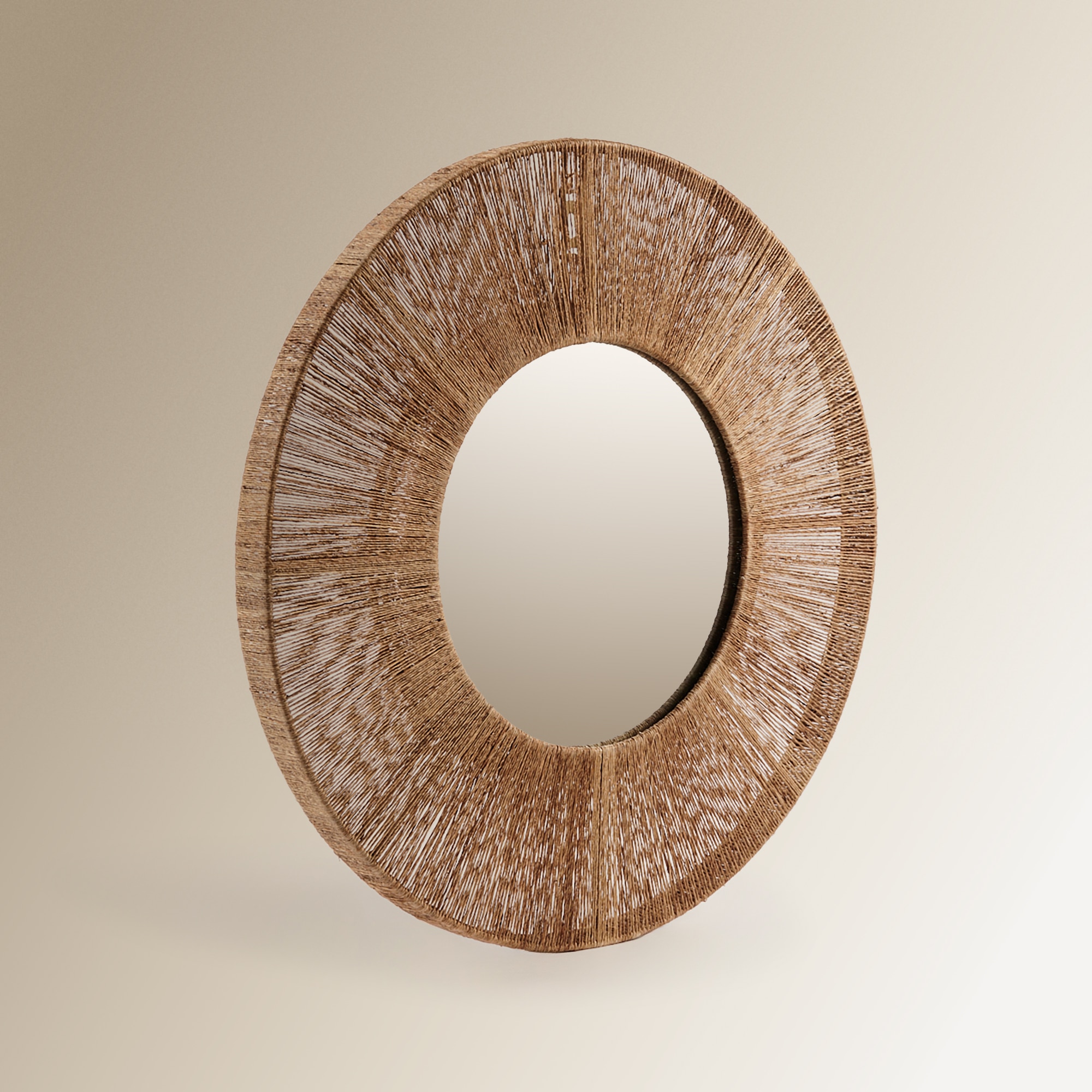 Espelho decorativo de parede redondo Lombock Natural-3