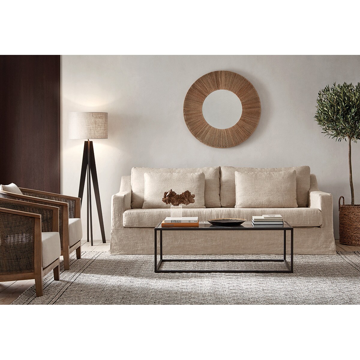 Espelho decorativo de parede redondo Lombock Natural-5