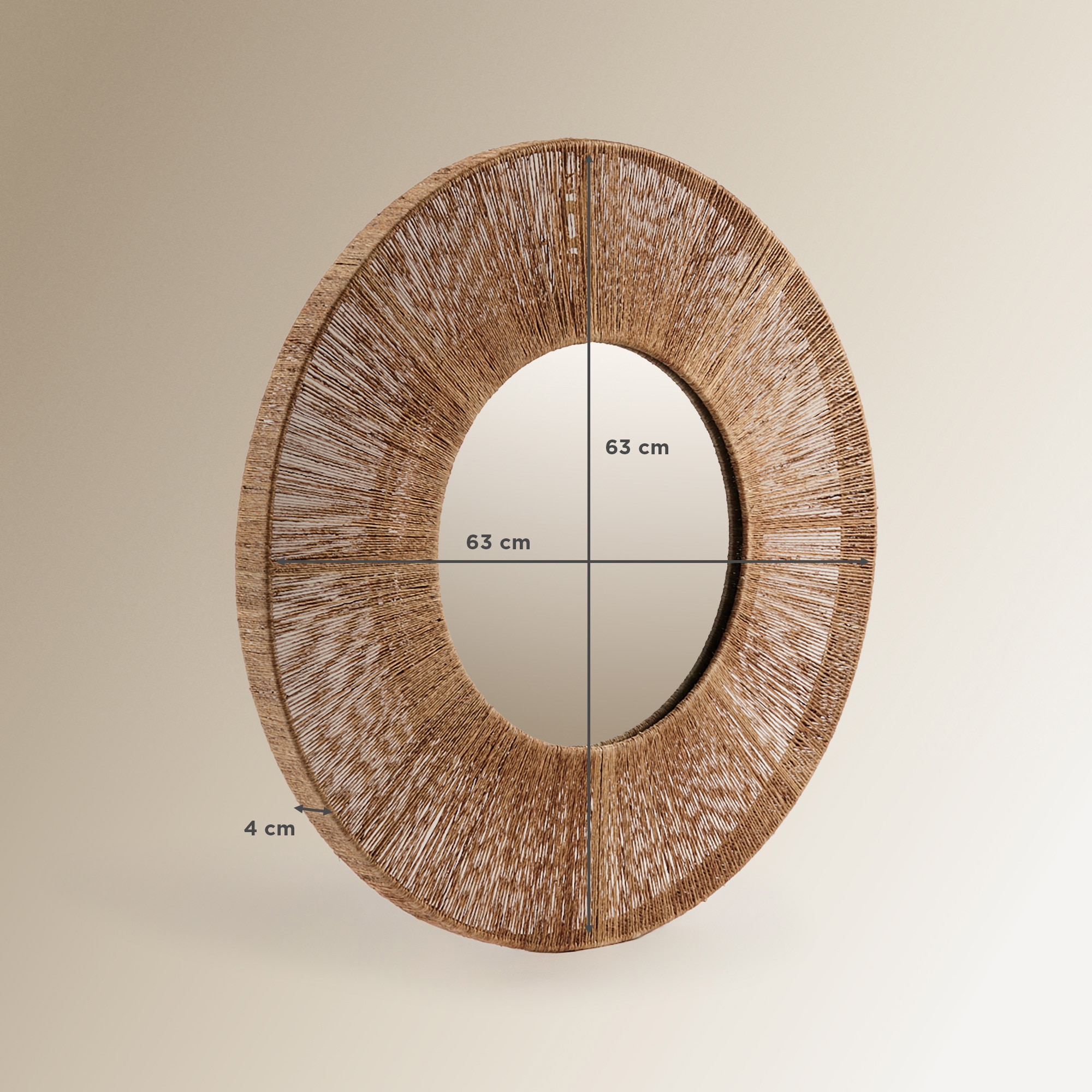 Espelho decorativo de parede redondo Lombock Natural-10
