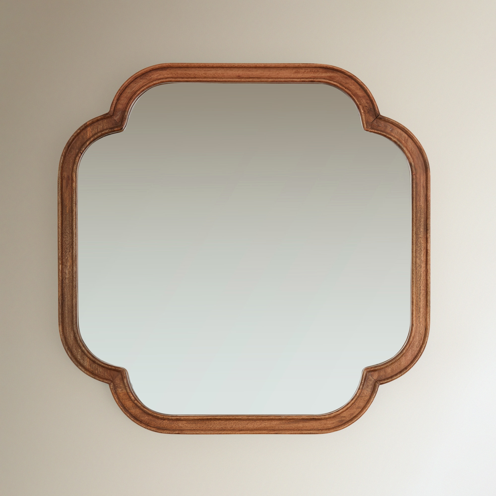 Espelho de Parede Quadrado de Madeira de Mangueira Bruno Natural-2