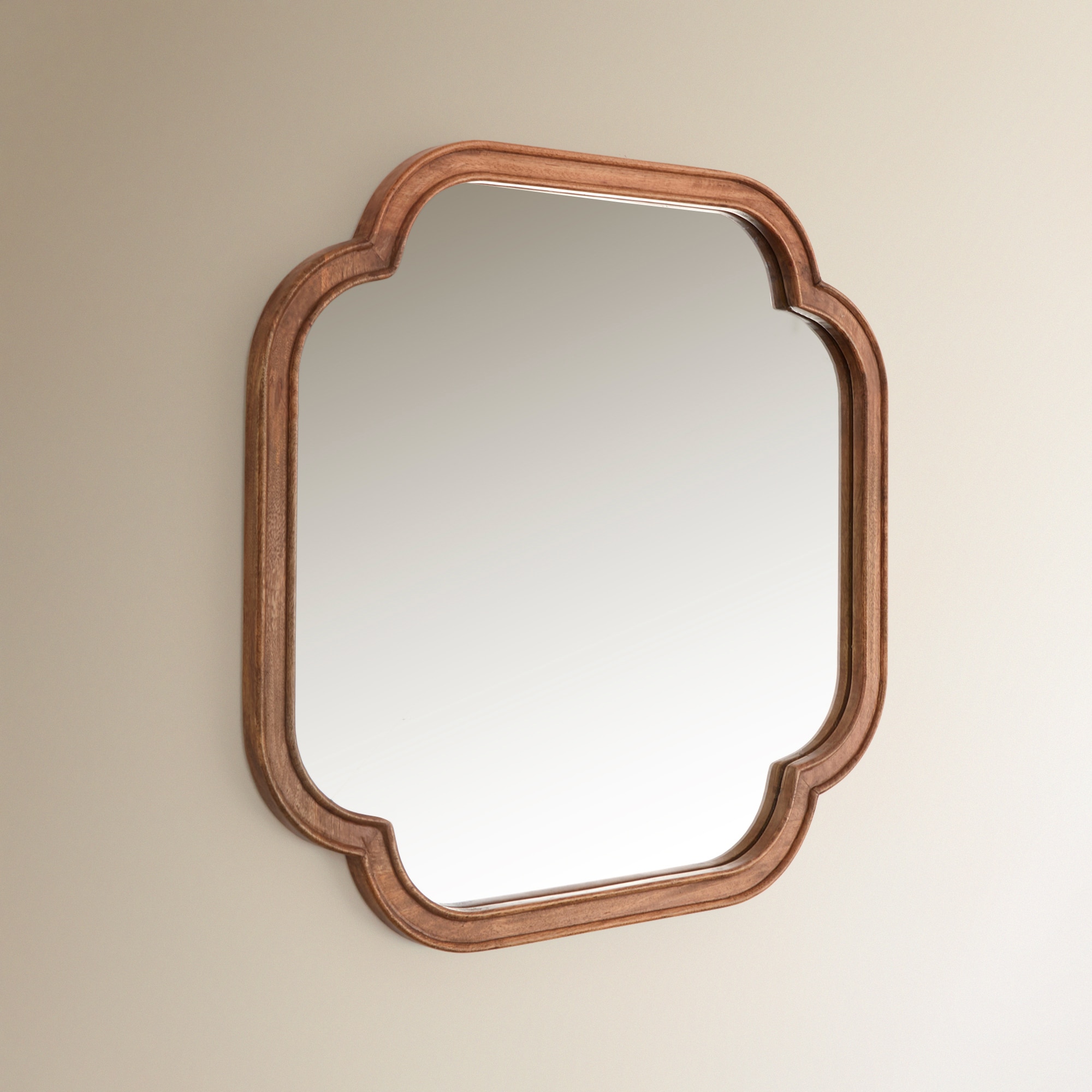 Espelho de Parede Quadrado de Madeira de Mangueira Bruno Natural-3