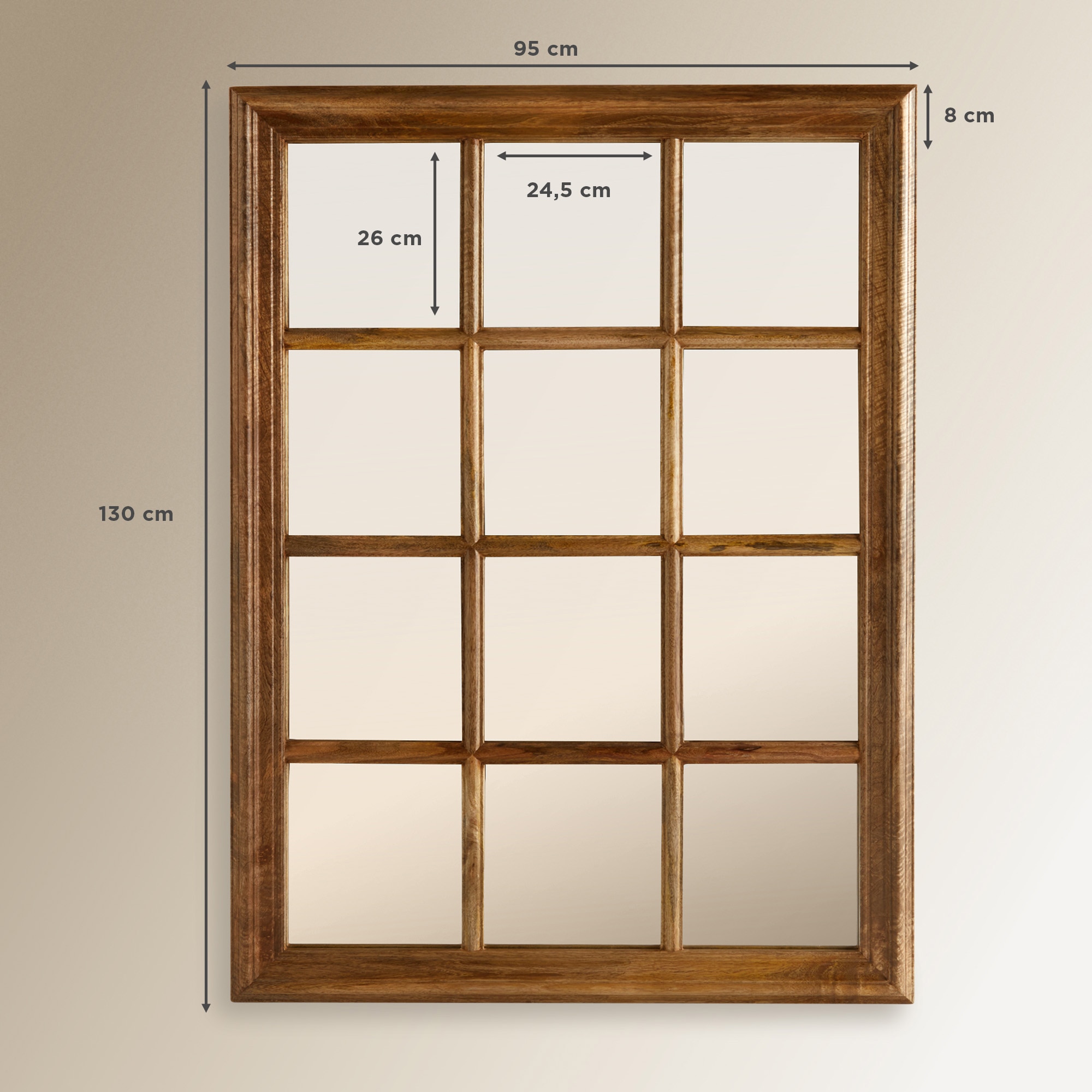 Imagen 5 de Espejo de pared de madera de mango Fedra - Natural 94 x 94 cm Natural