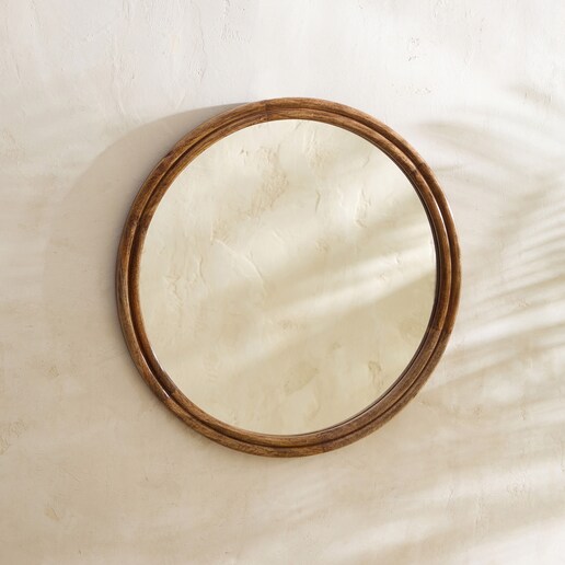 Espejo de pared redondo de madera de mango Bruno El Corte Inglés