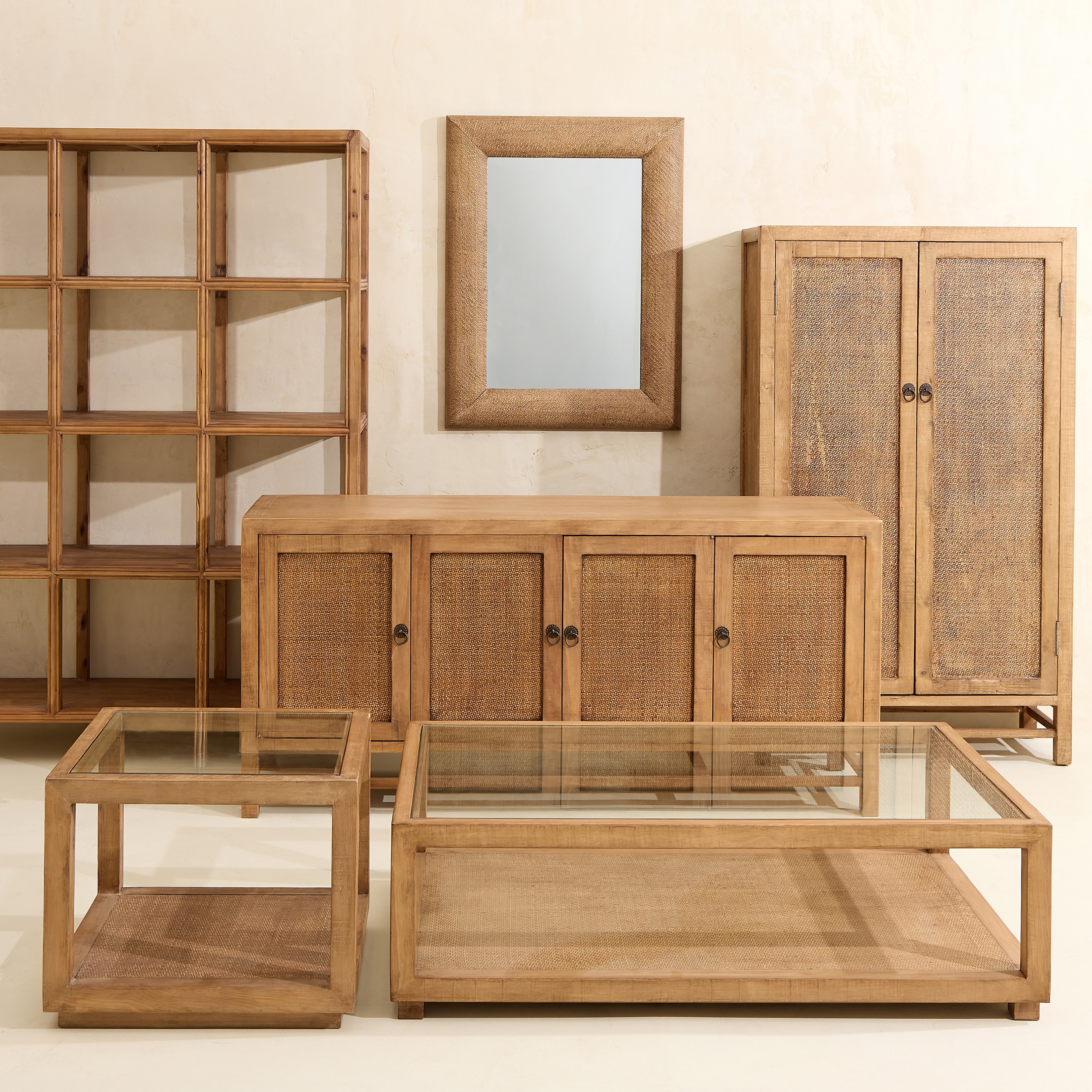 Espelho de Parede de Rotim Manado Natural-5