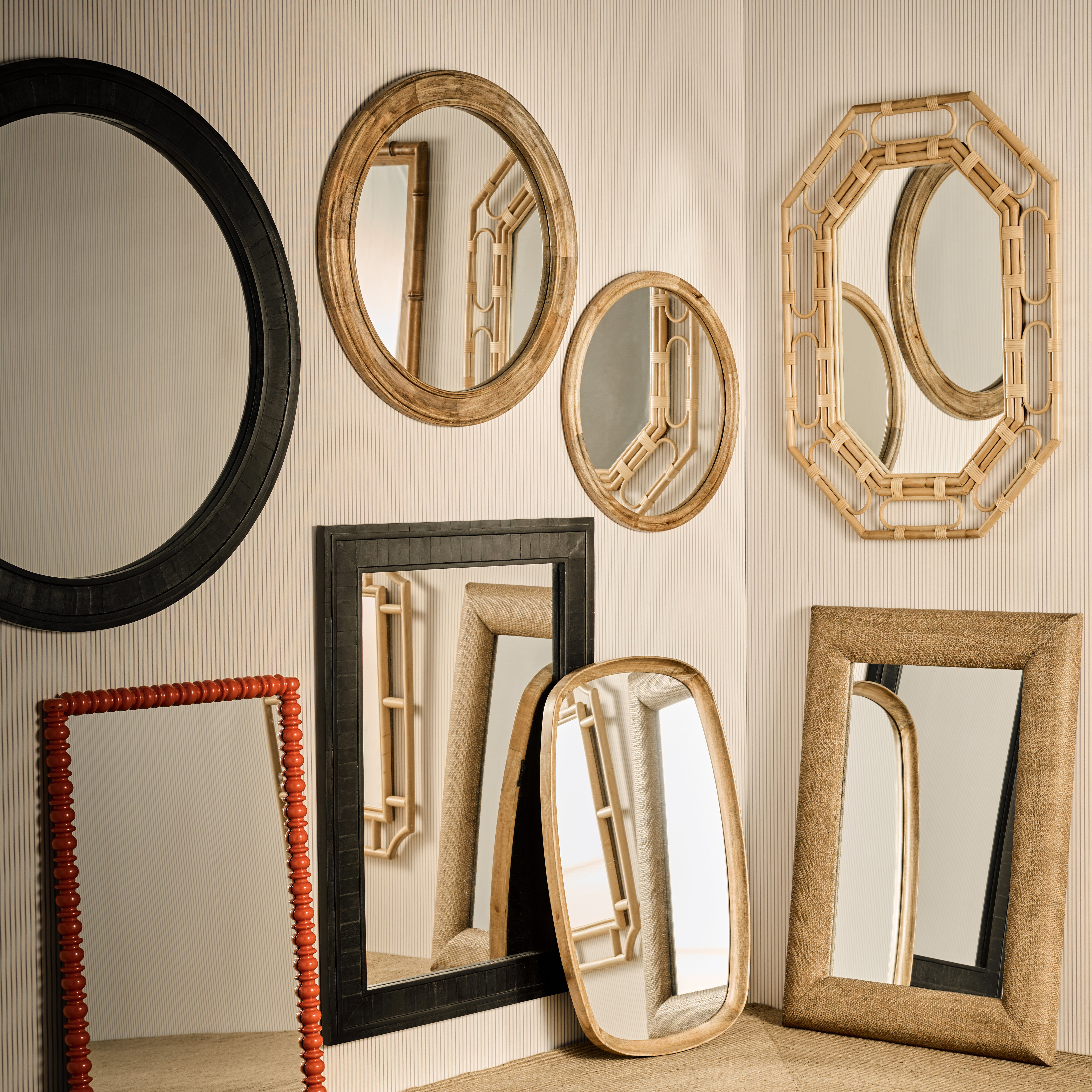 Espelho de Parede de Rotim Manado Natural-7