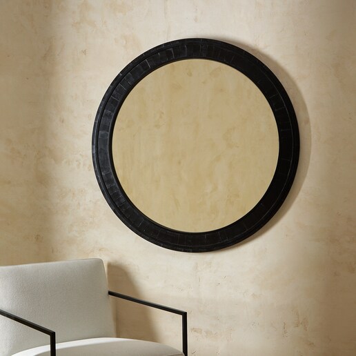 Espejo de pared redondo de madera de mango Newport