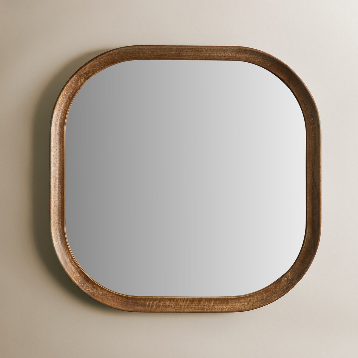 Espelho de Parede Quadrado de Madeira de Mangueira Bruno Natural-2