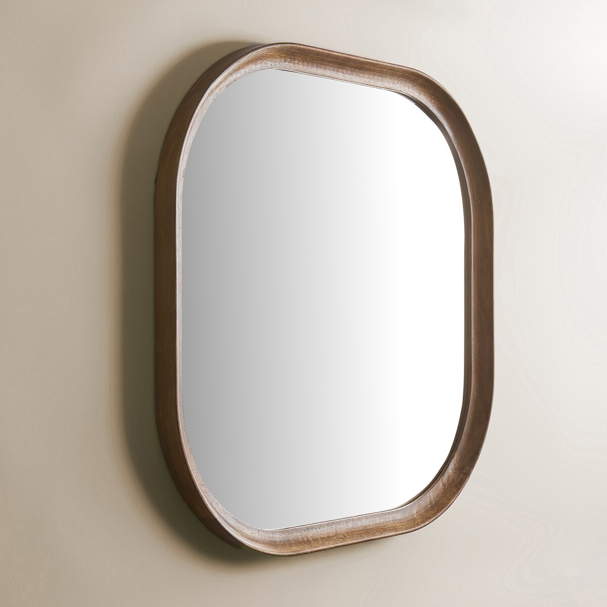 Espelho de Parede Quadrado de Madeira de Mangueira Bruno Natural-3