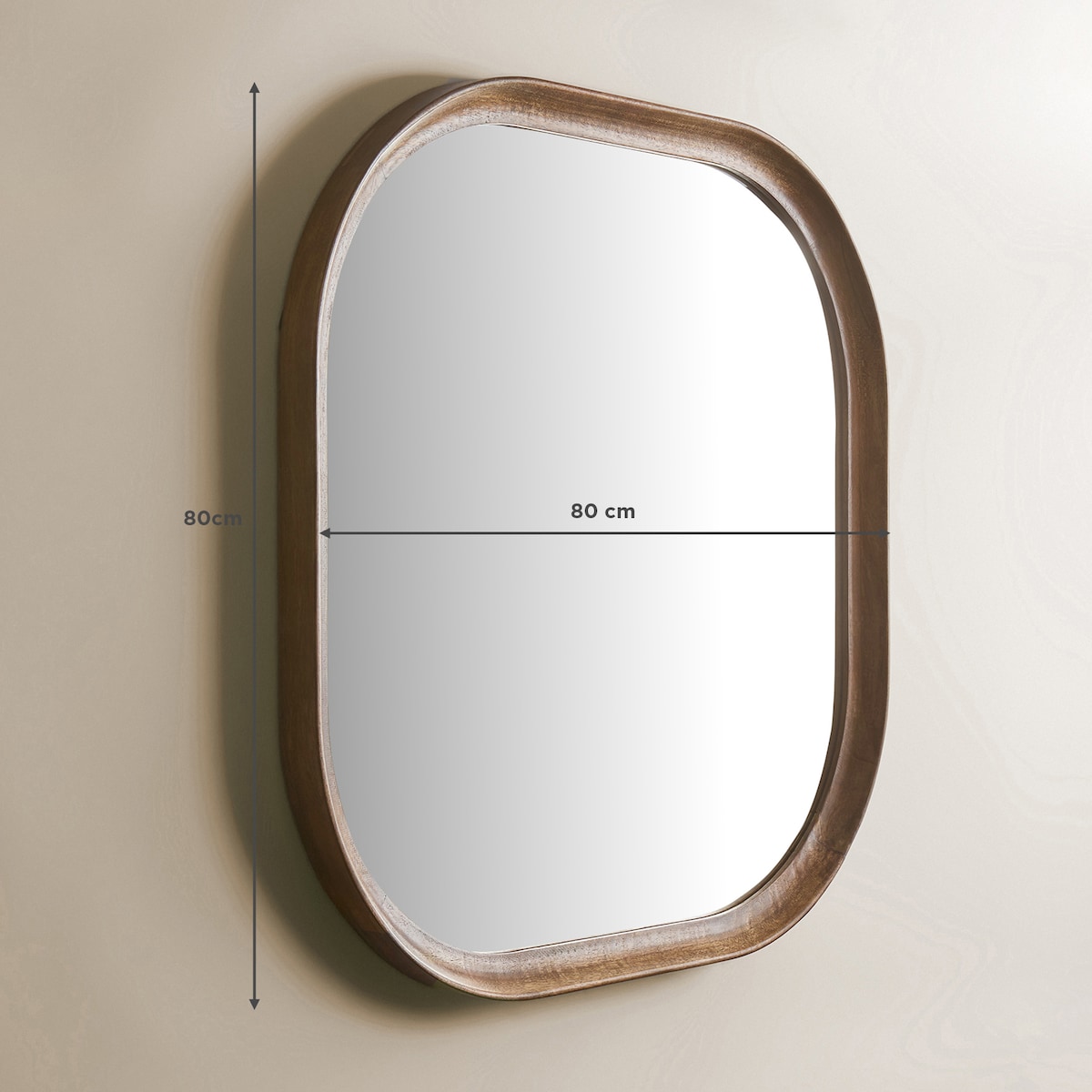 Espelho de Parede Quadrado de Madeira de Mangueira Bruno Natural-6