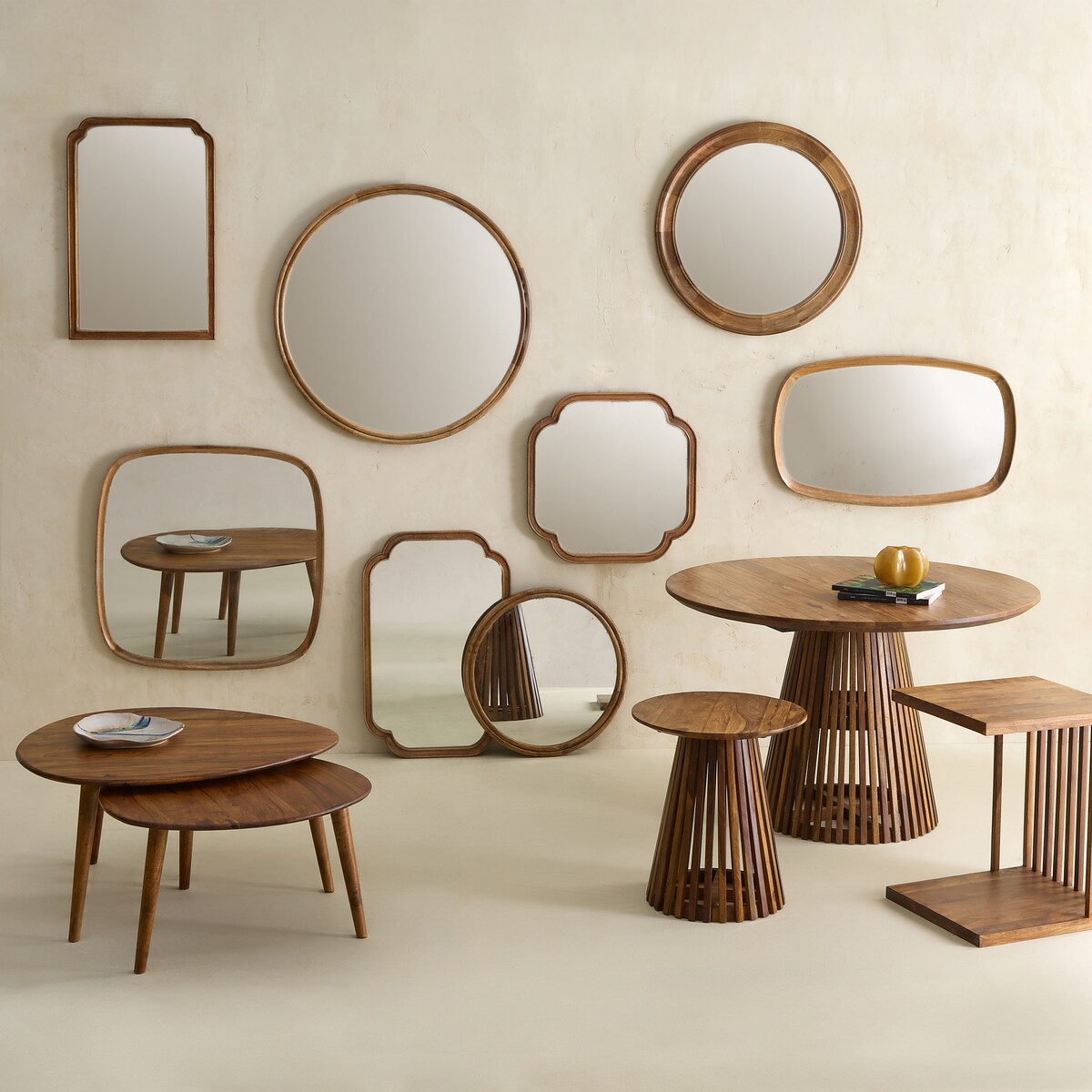 Espejo de pared rectangular de madera de mango Bruno El Corte Inglés Natural-5
